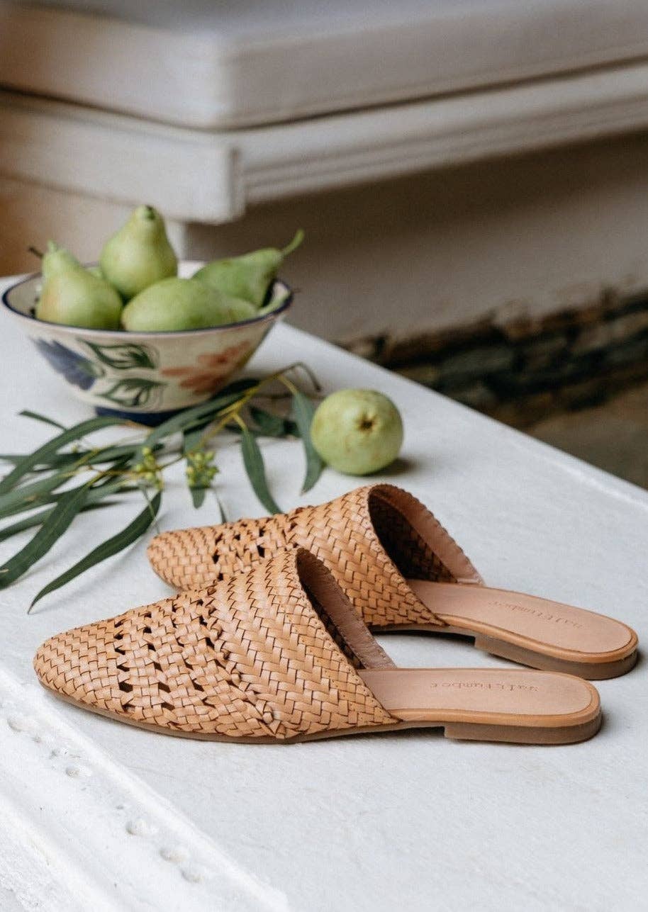 LILY- VINTAGE PINK signature woven leather mules