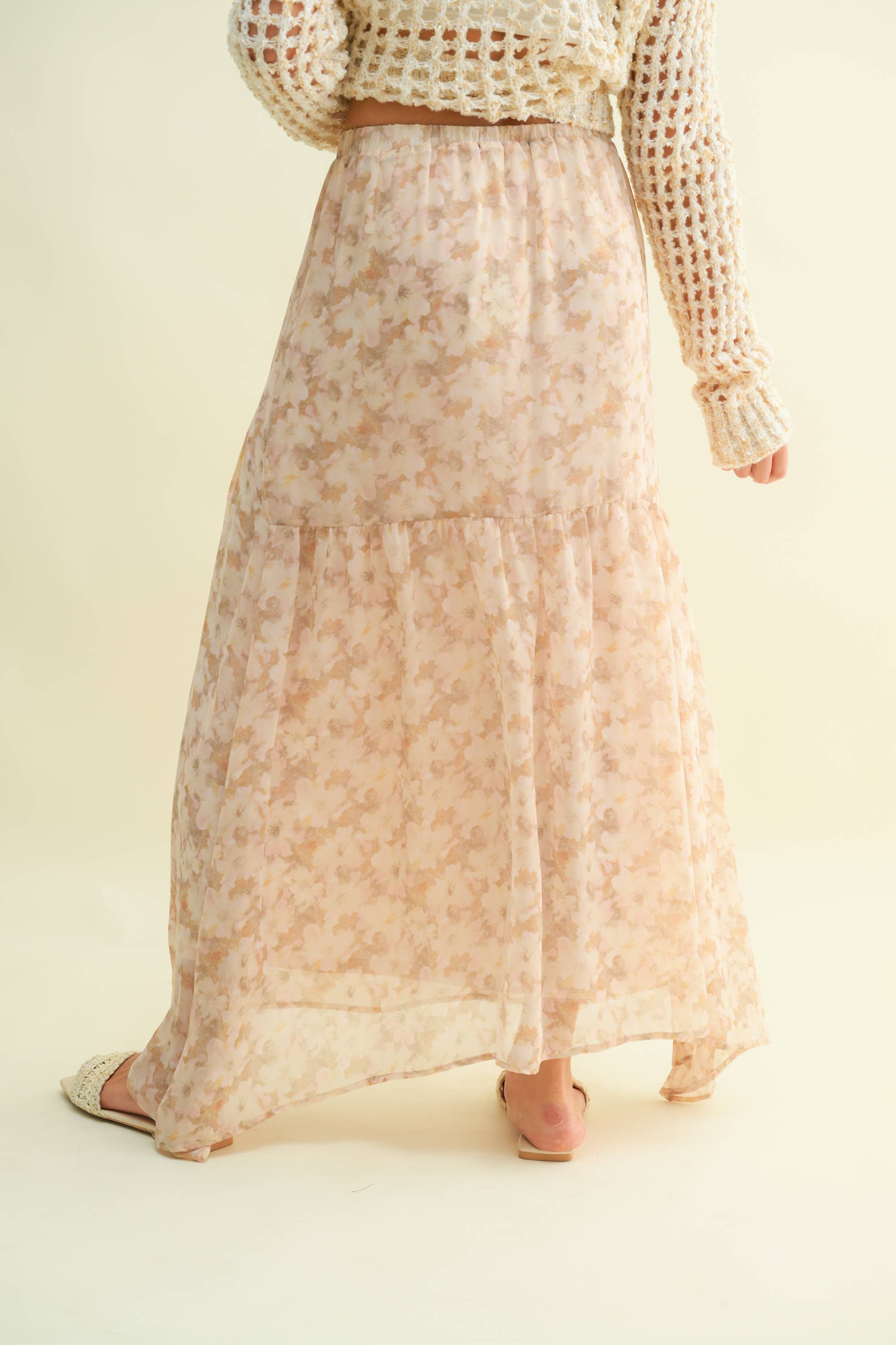 CS15077J - FLORAL WOVEN MAXI SKIRT