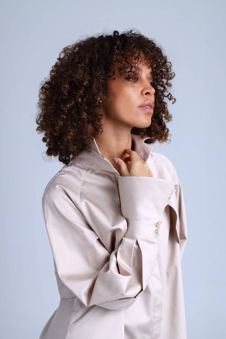 Diva Business Style Beige Organic Cotton Shirt