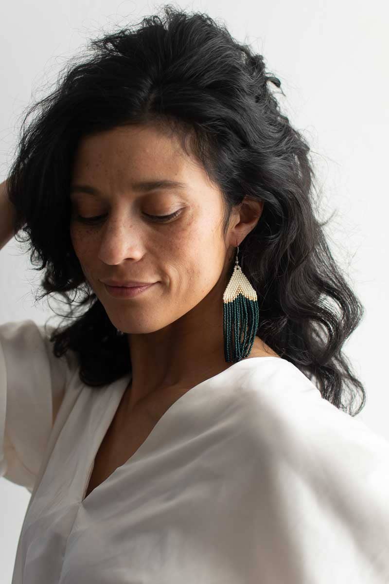 Beaded Fringe Earrings in Adorno