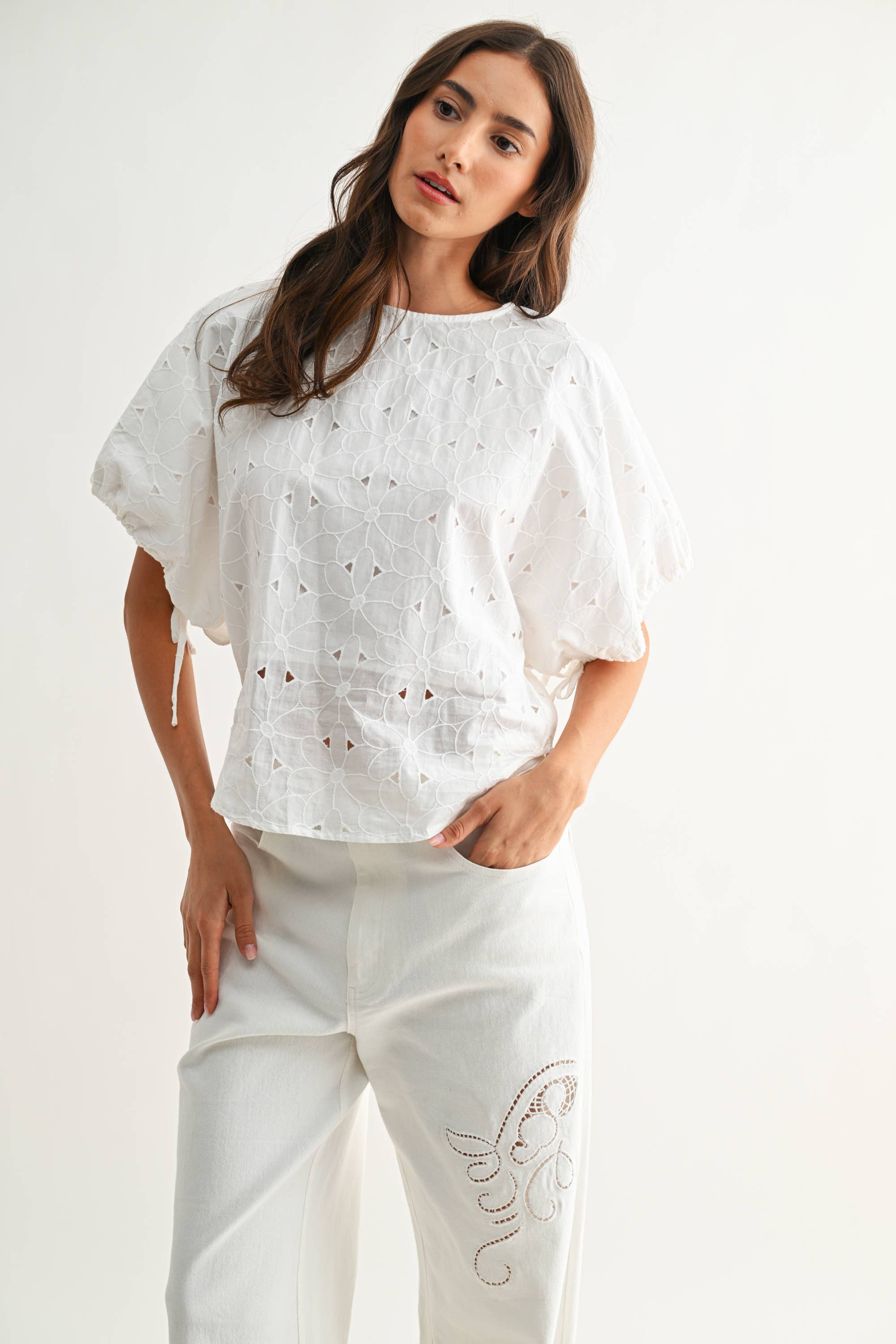 CJT26751 Embroidered White Cotton Blouse