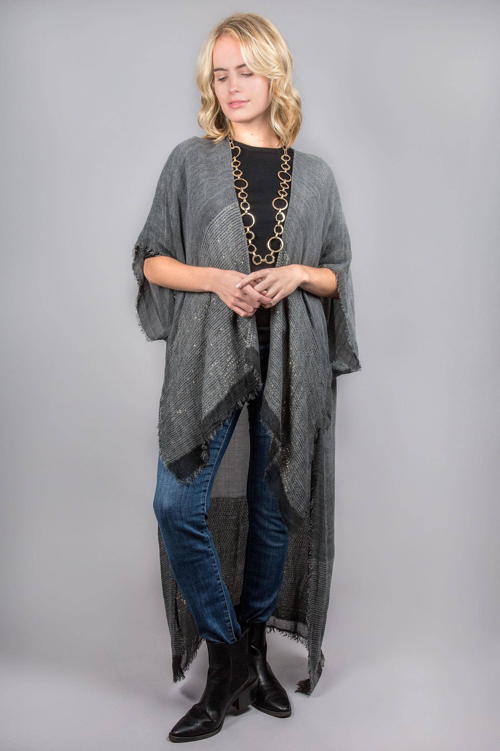 Lenox Eyelash Fringes Shimmering Kimono