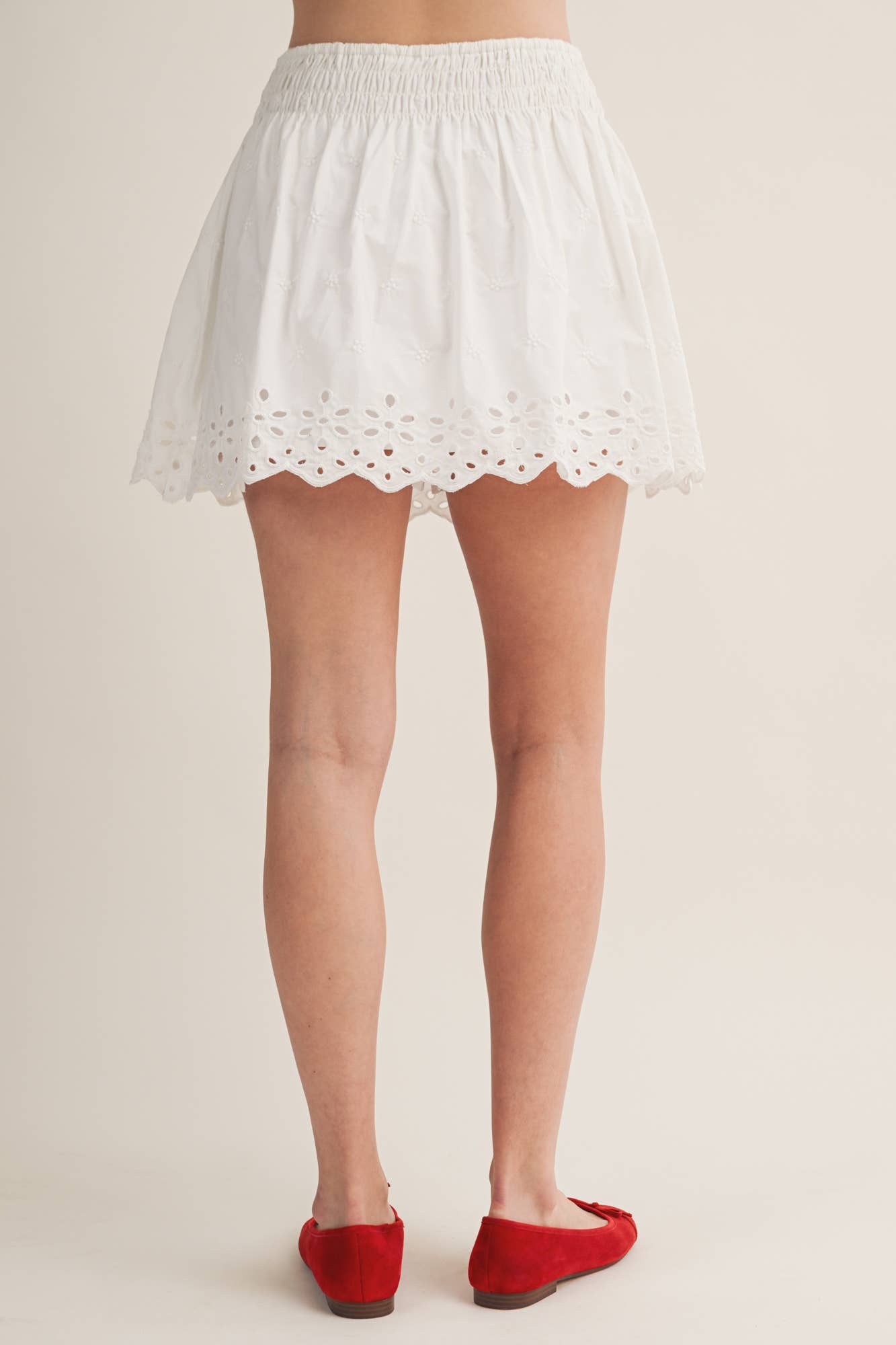 EYELET EMBROIDERED SKORT