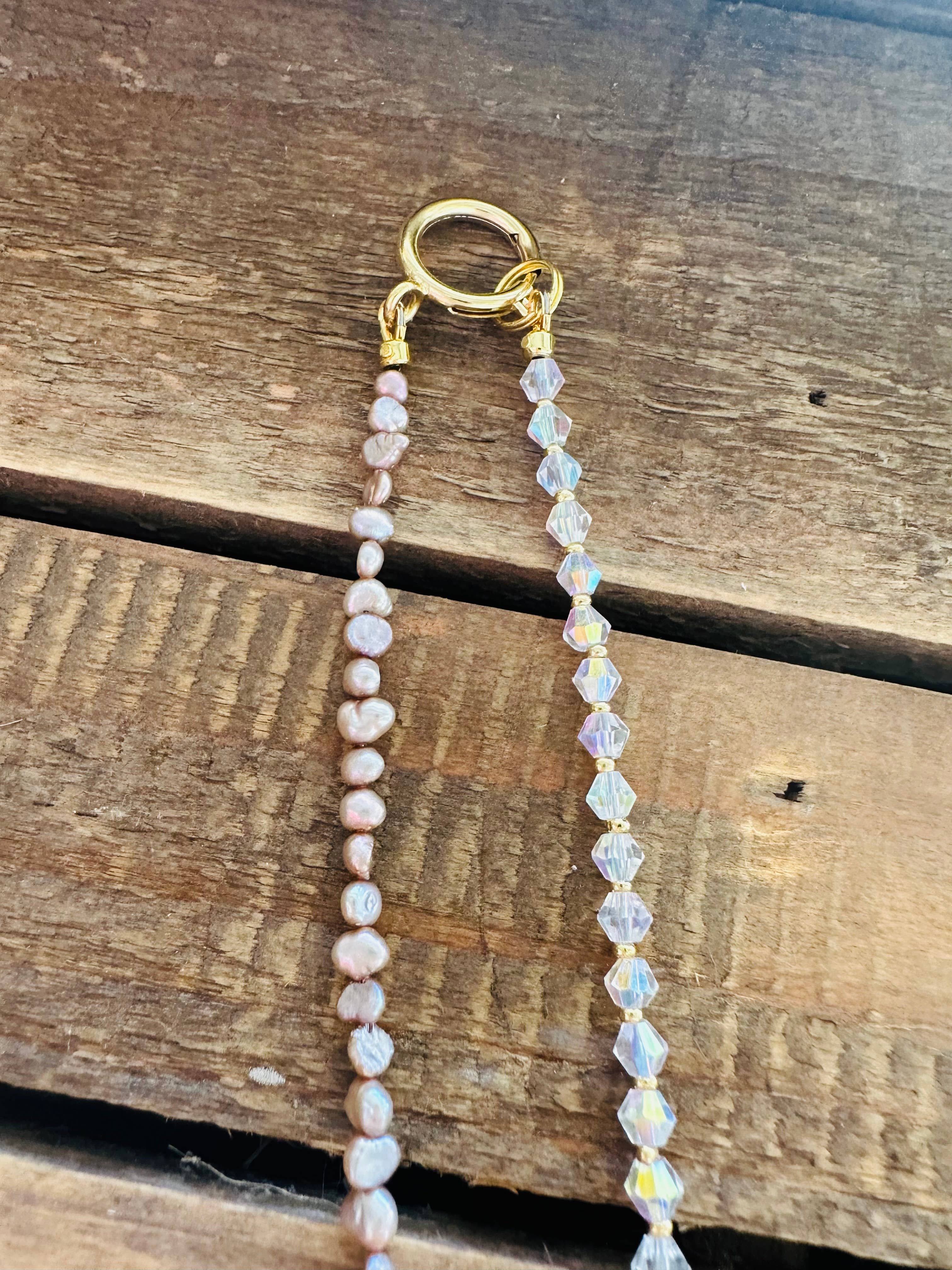 Champagne Pearl Lariat Necklace