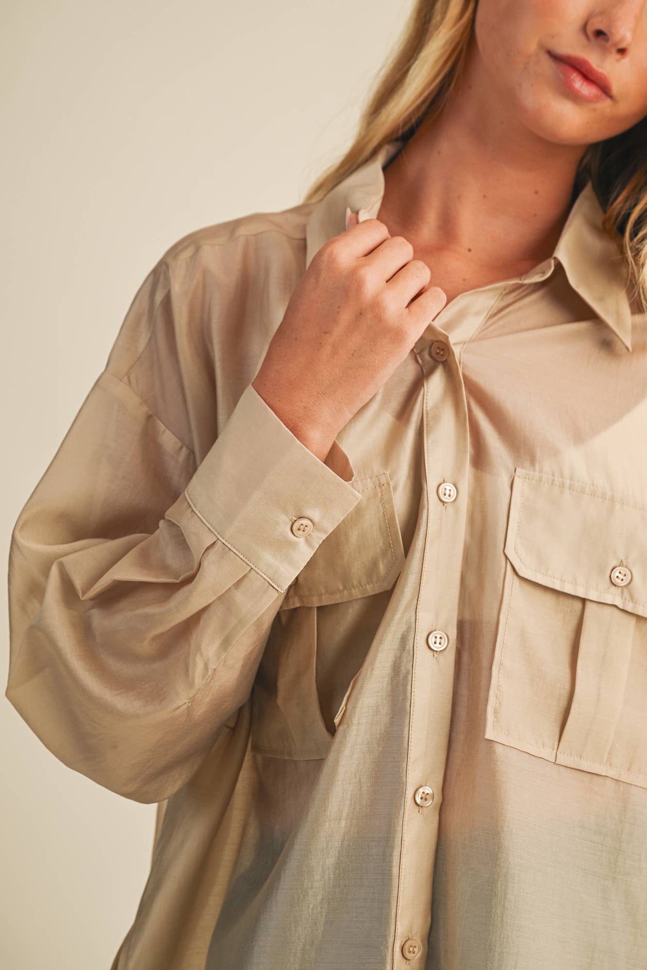 SHEER SHIRT WITH CARGO POCKET