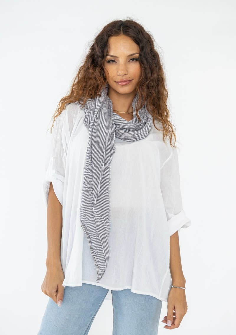 100% COTTON WHITE SHIRT WITH STRIPED SCARF