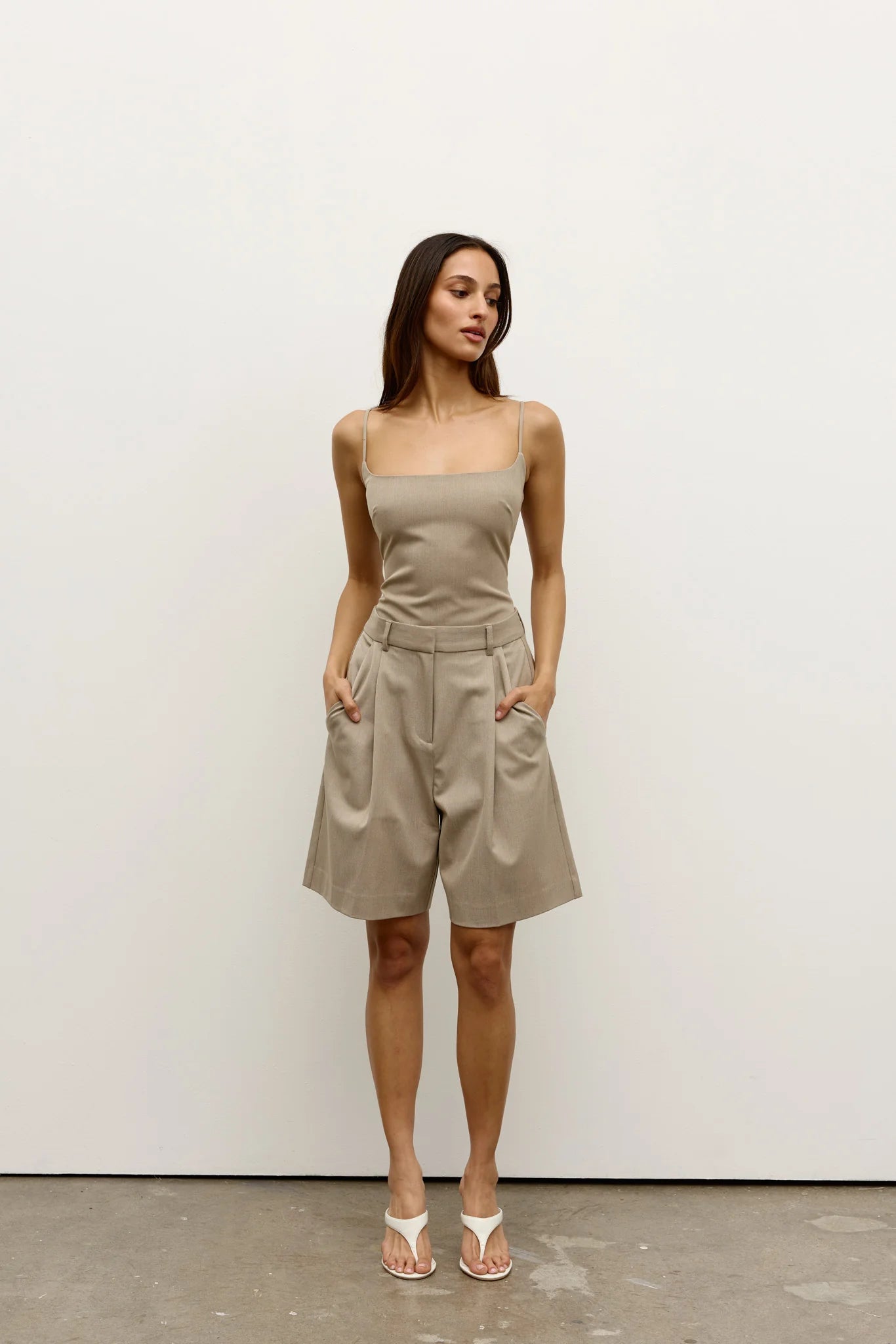 MIKA SHORT - STONE & PINSTRIPE