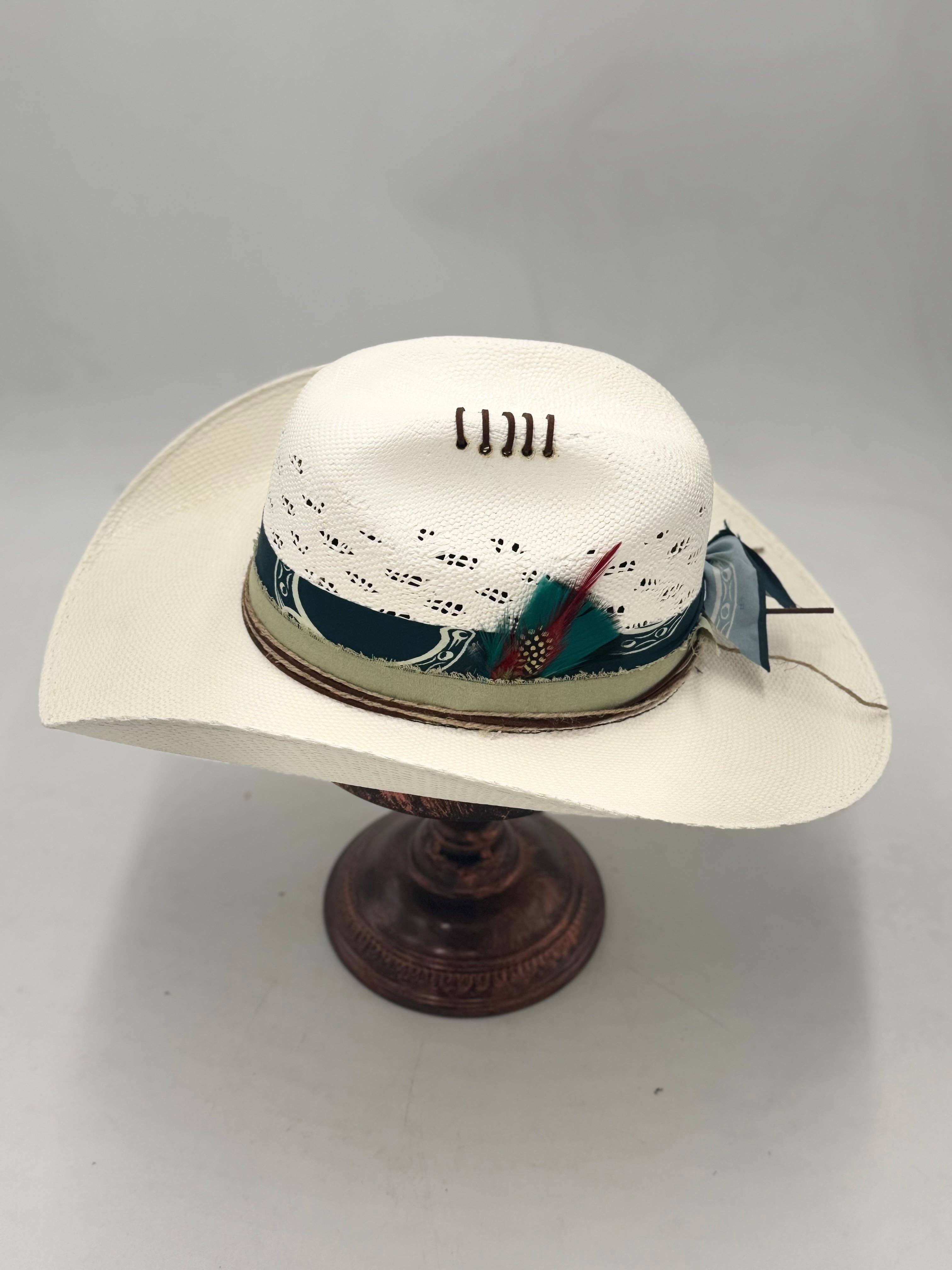 Costal green banded ivory Cowboy Hat