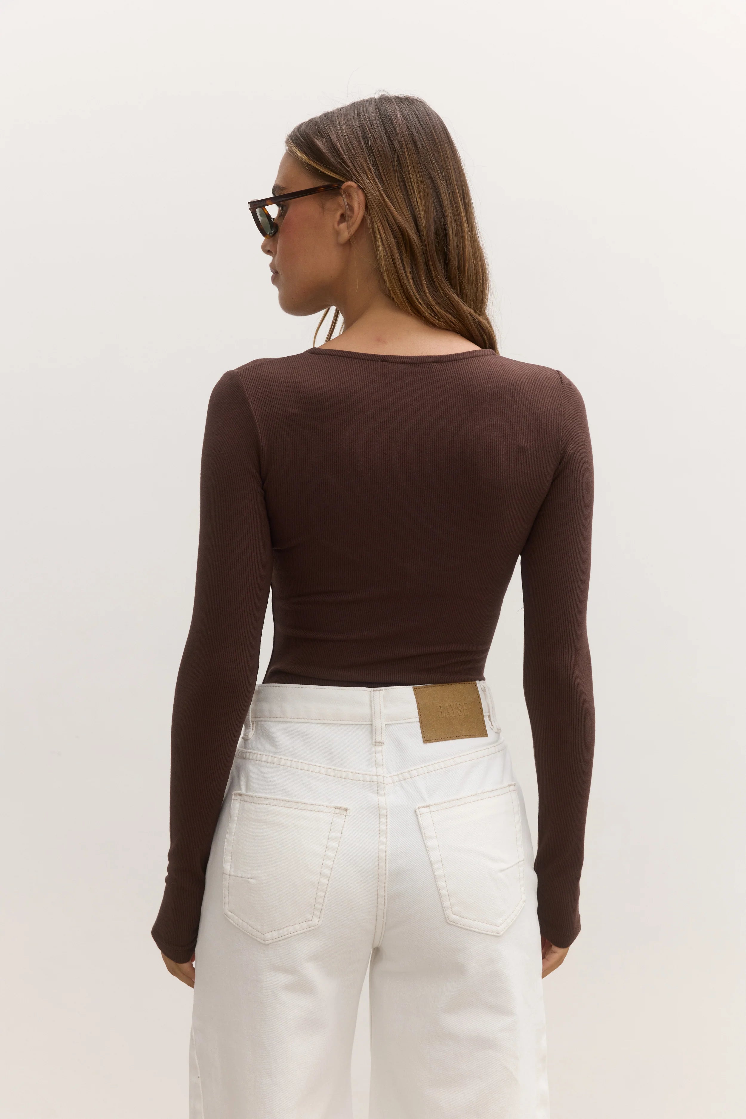 LARA BODYSUIT - WHITE & CHOCOLATE