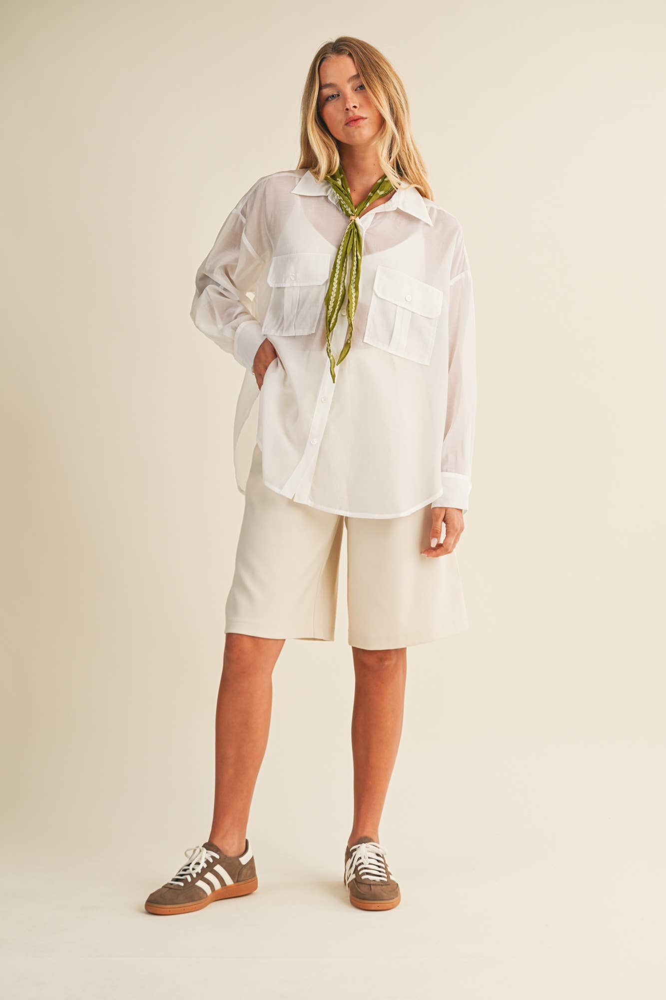 SHEER SHIRT WITH CARGO POCKET