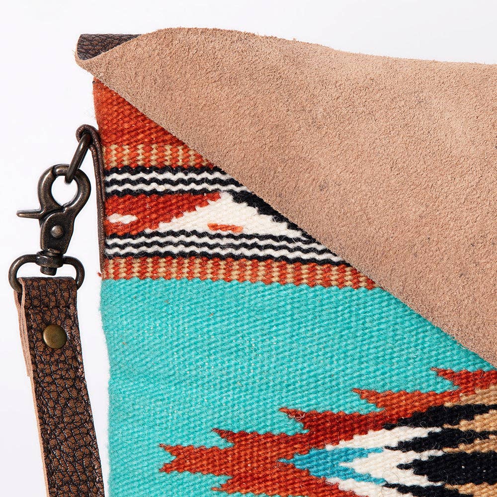 ADBG1036 American Darling Western Leather Crossbody Bag Fringe Saddle Blanket Design