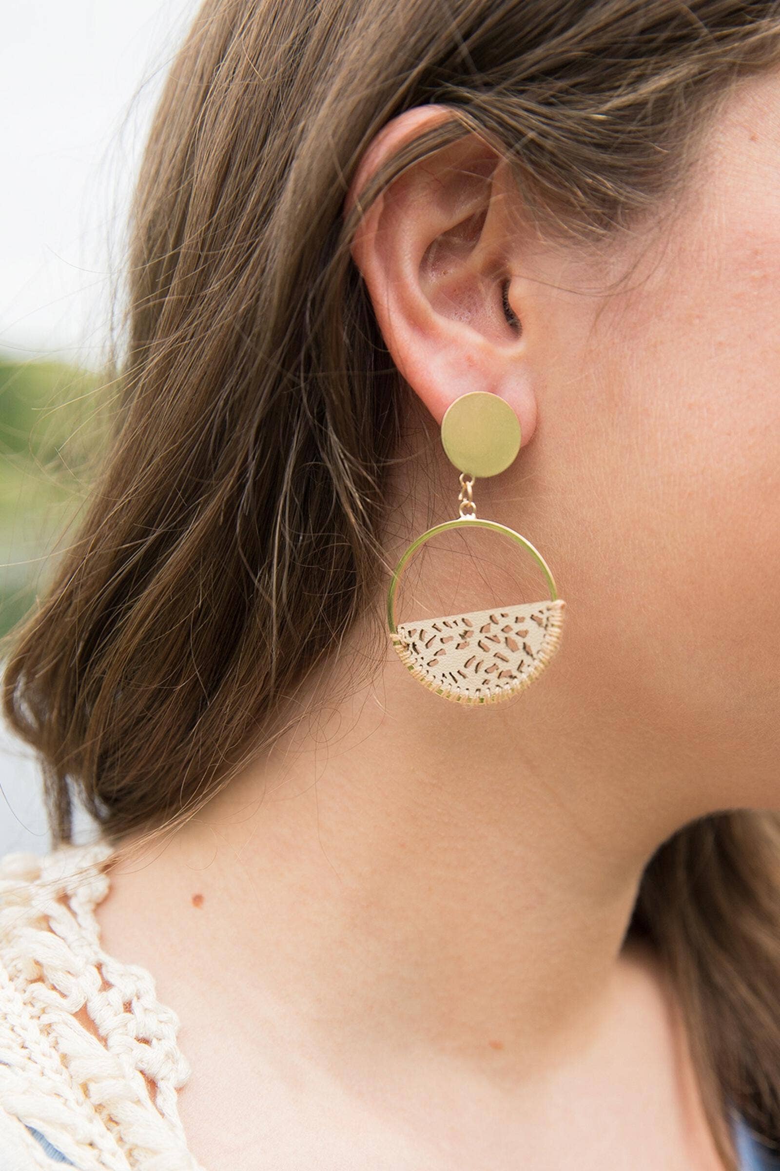 Sweet Caroline Leather Hoop Earring