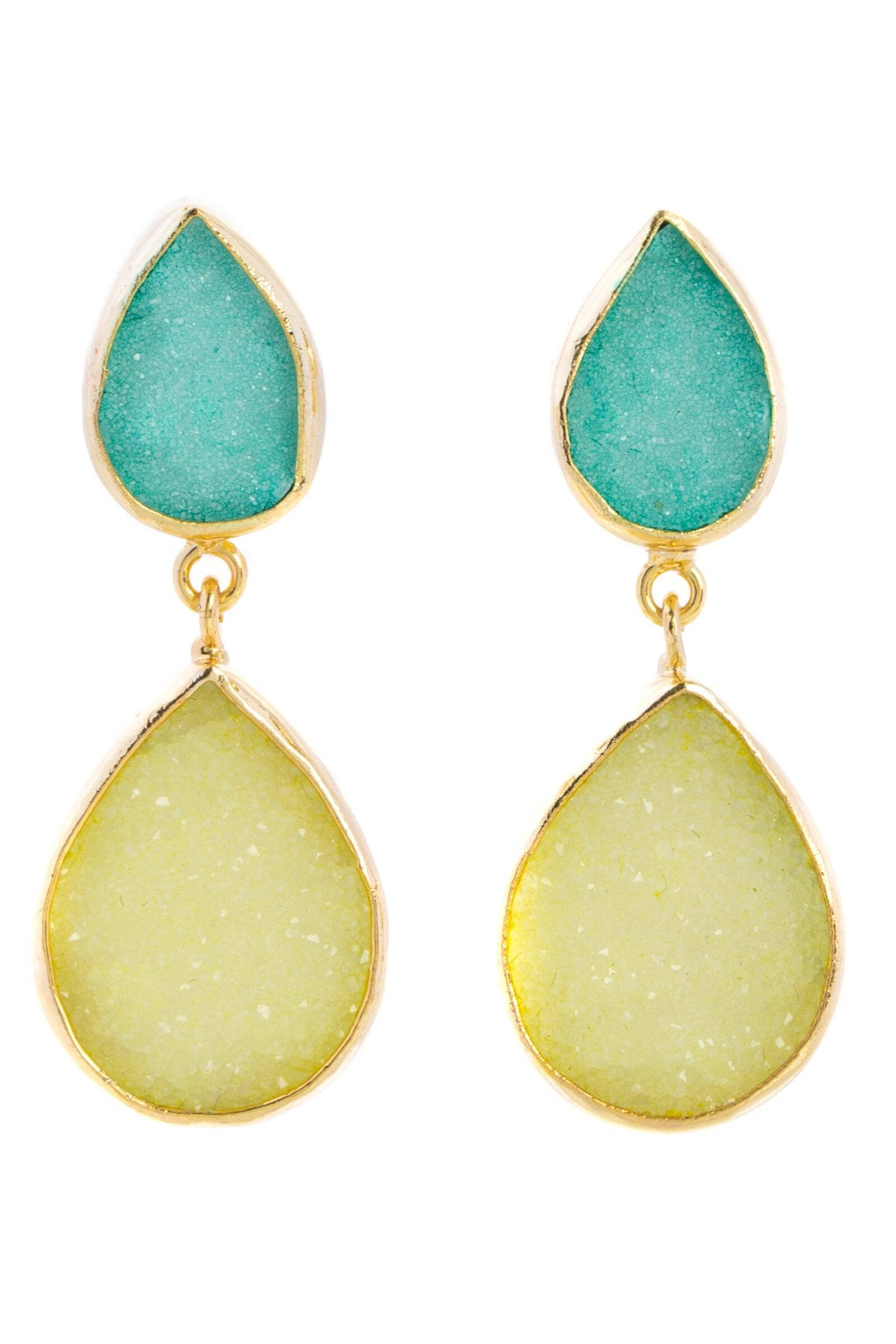 Double Druzy Dangle Earrings