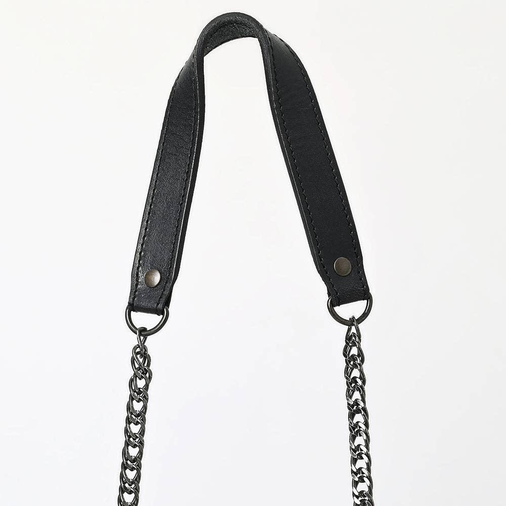 ADBGZ867 Black Tooled Leather Crossbody with Chain Strap Western Crossbody Evening Bag | American Darling