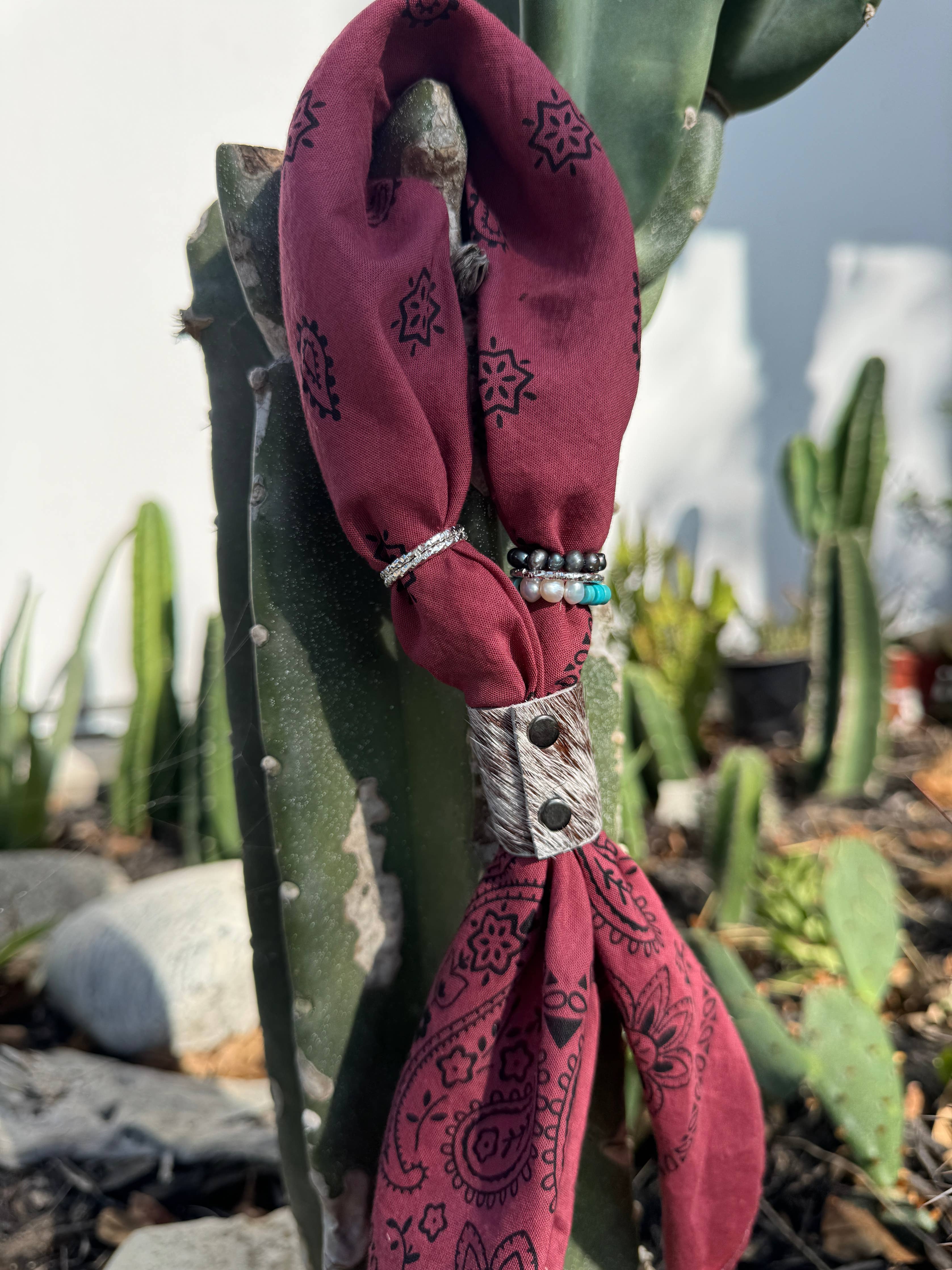 Cowhide Bandana Slides