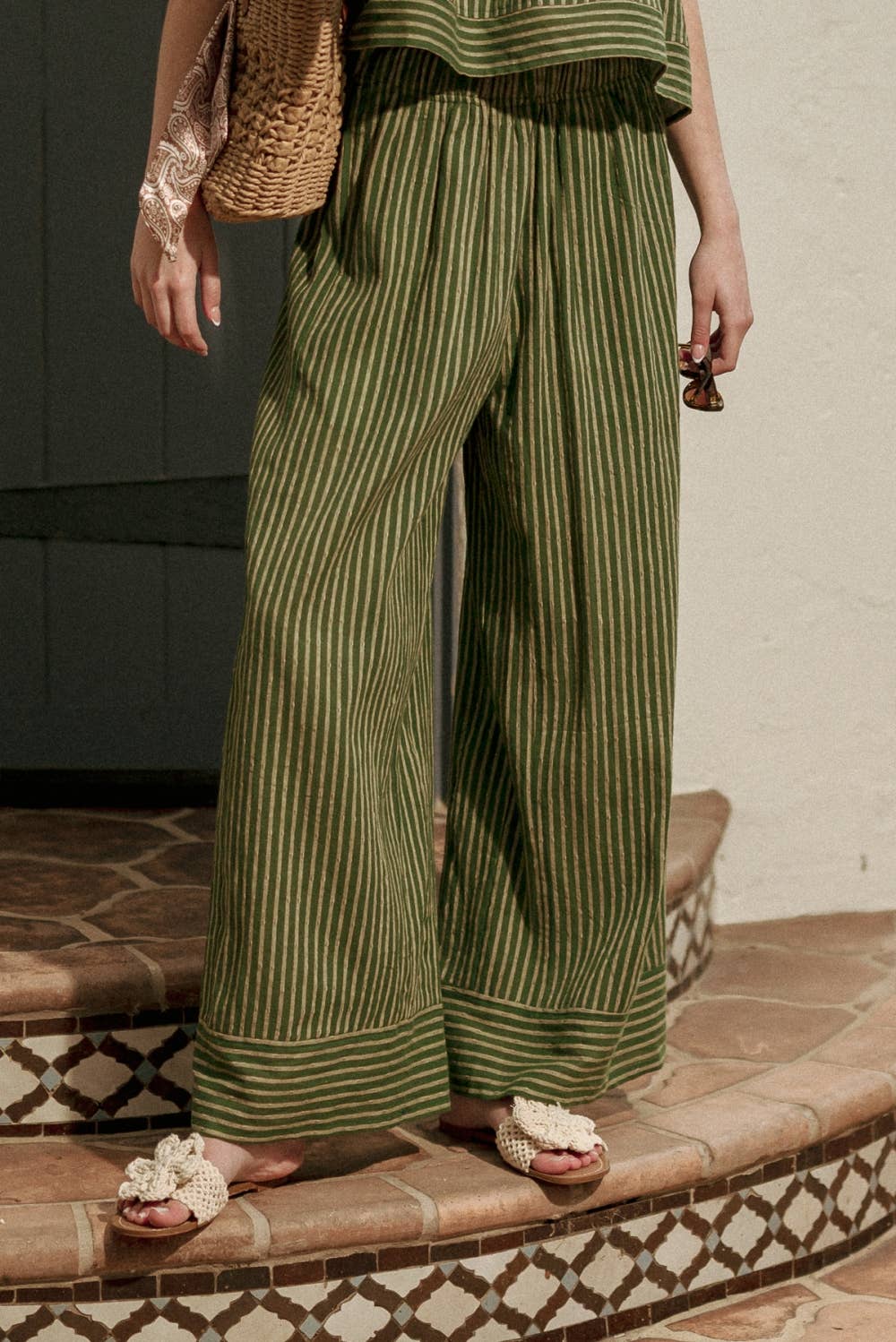 STRIPED PRINT GREEN SET