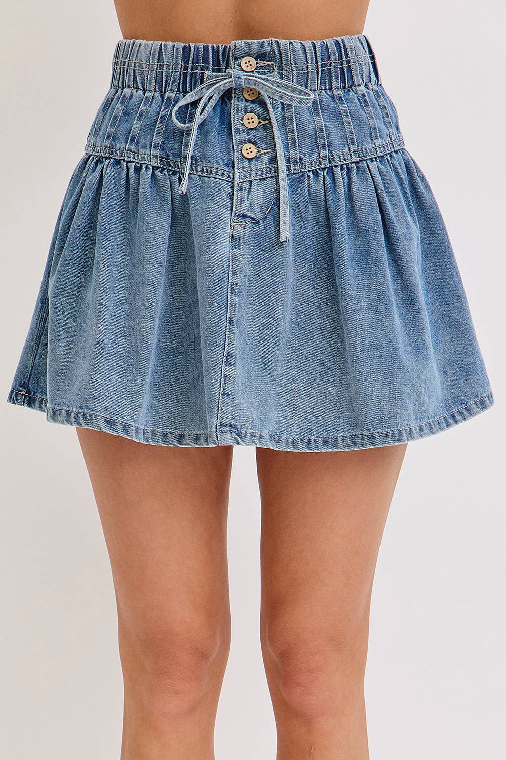 HIGH-RISE, A-LINE DENIM SKIRT