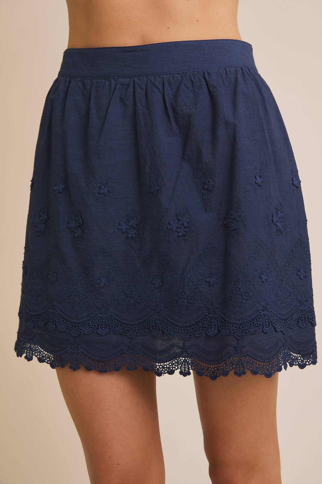 COTTON EYELET SKIRT WITH LINED SKIRT