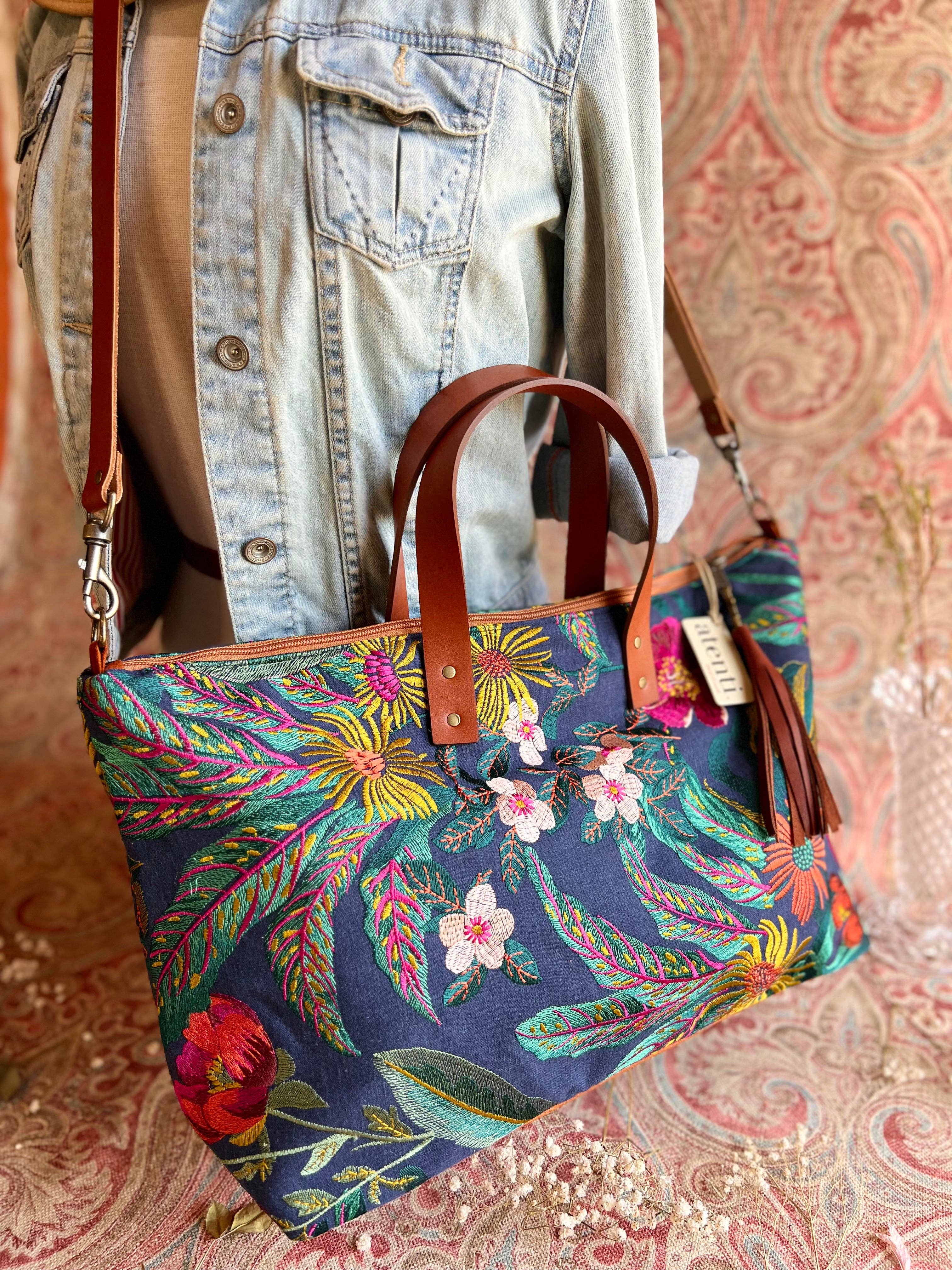 USA Handcrafted Carryall Tote Bag, Flora Buddy Bag