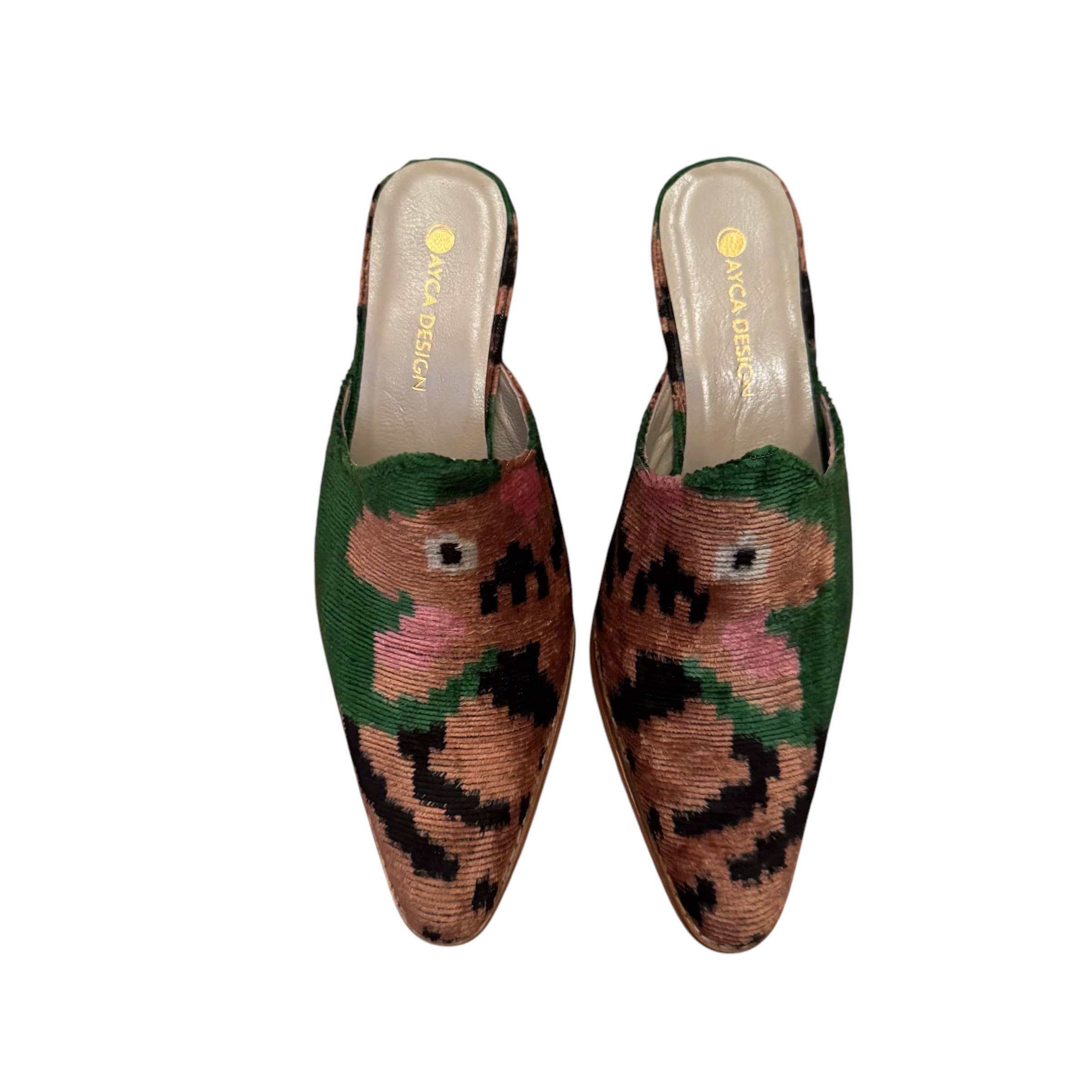 Silk Velvet Ikat Chunky Heel Mule