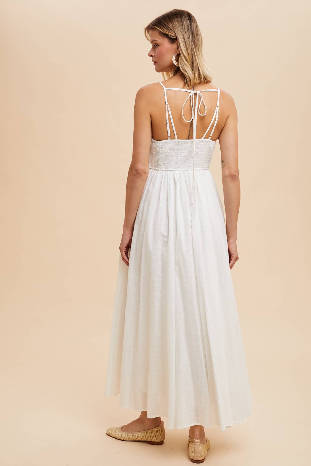 EMBROIDERED COTTON MAXI DRESS