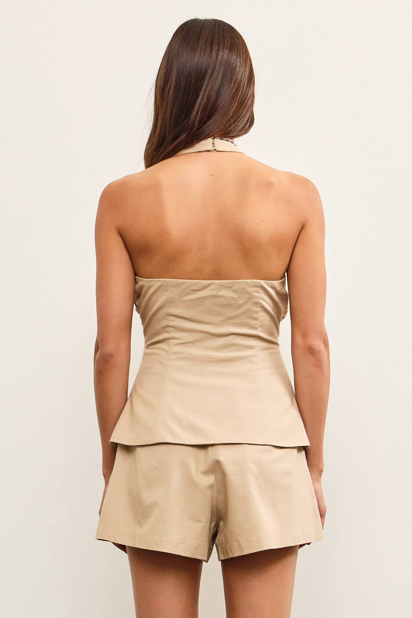 HALTER V NECK VEST ROMPER