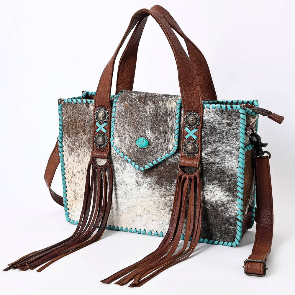 ADBG1166 American Darling Hair-On Cowhide Fringe Tote -Western Handbag