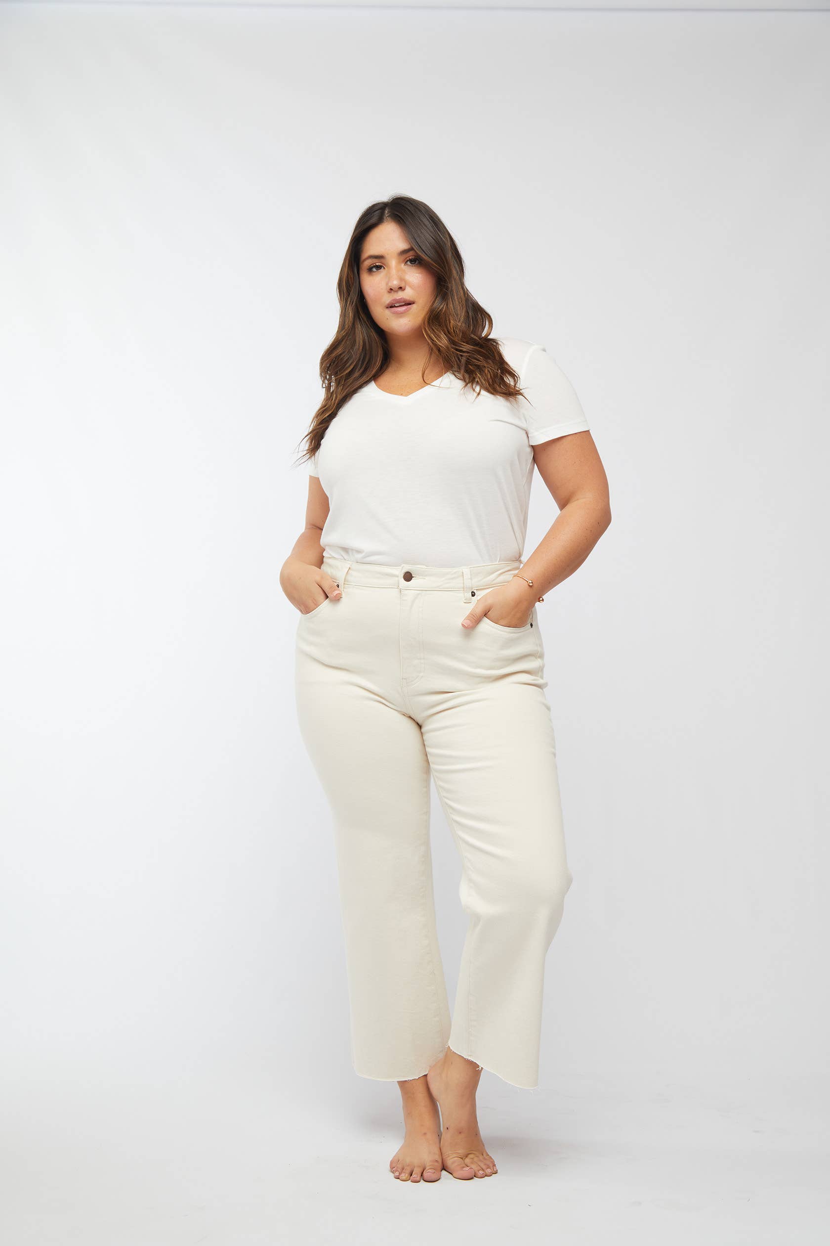 Aberdeen Ankle Crop High Rise Jean, Ecru