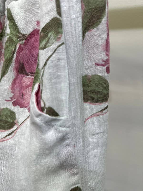 ROSE FLORAL PRINT SEQUINS SIDE STRIPE PANTS (16-08-ROSE)