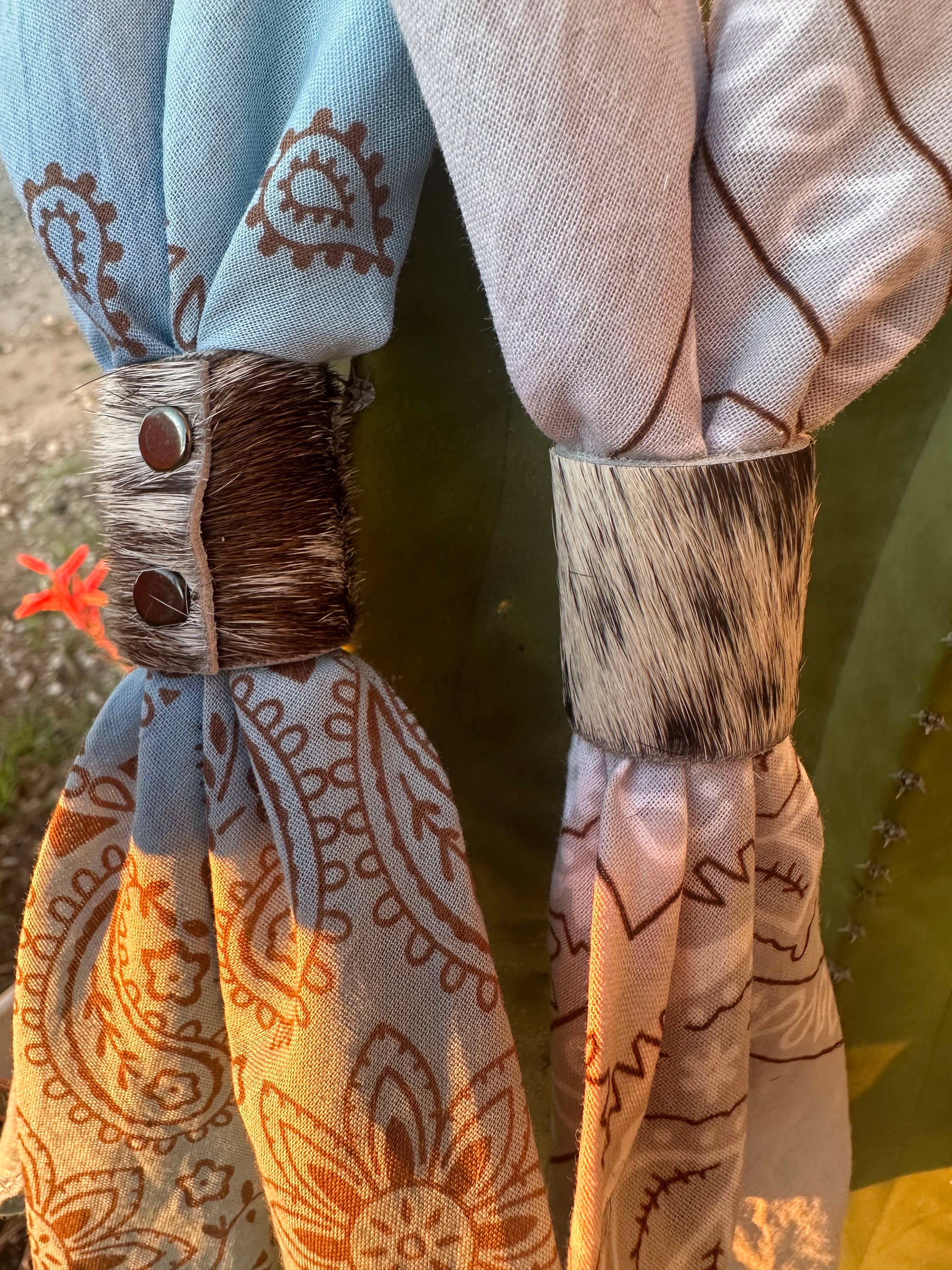 Cowhide Bandana Slides