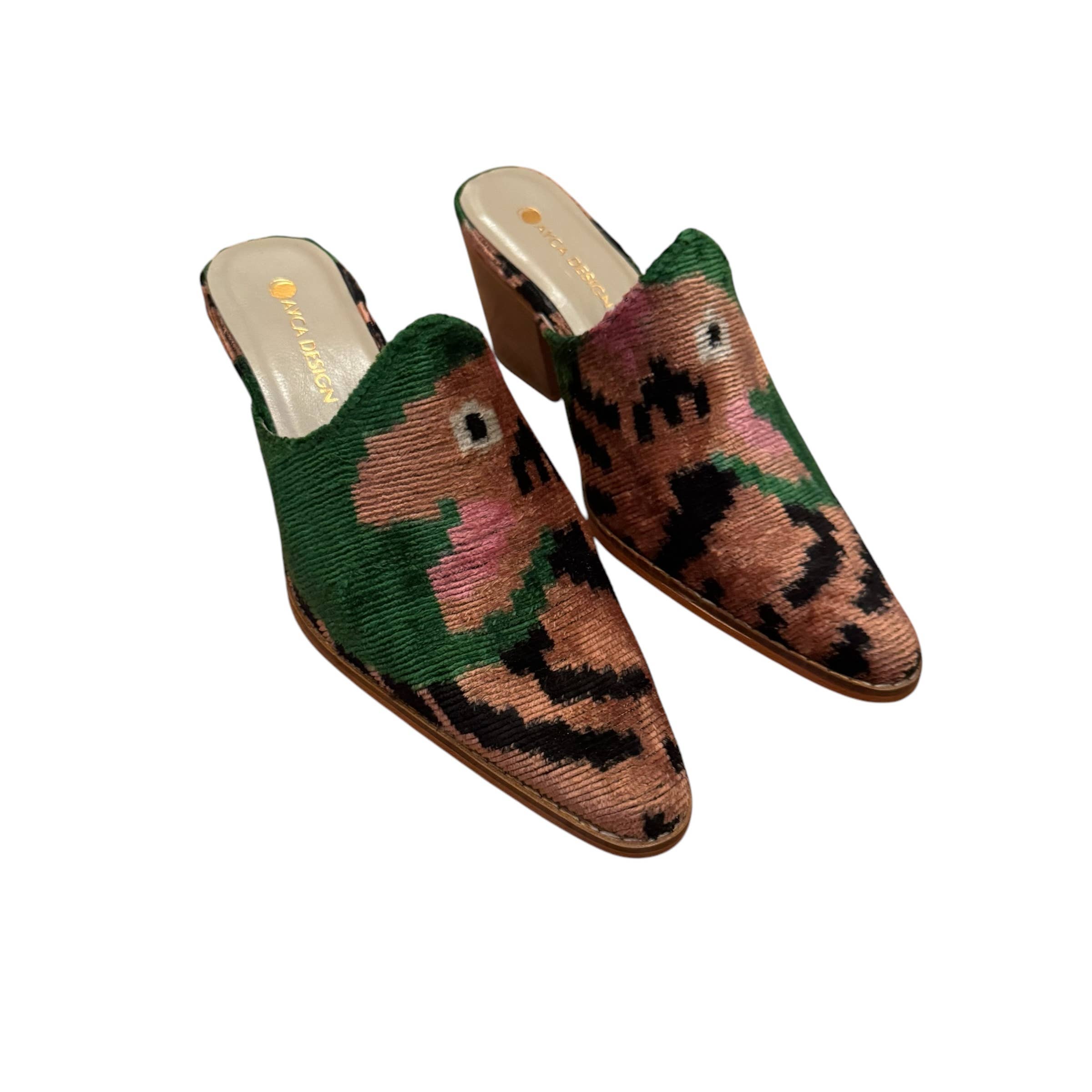 Silk Velvet Ikat Chunky Heel Mule