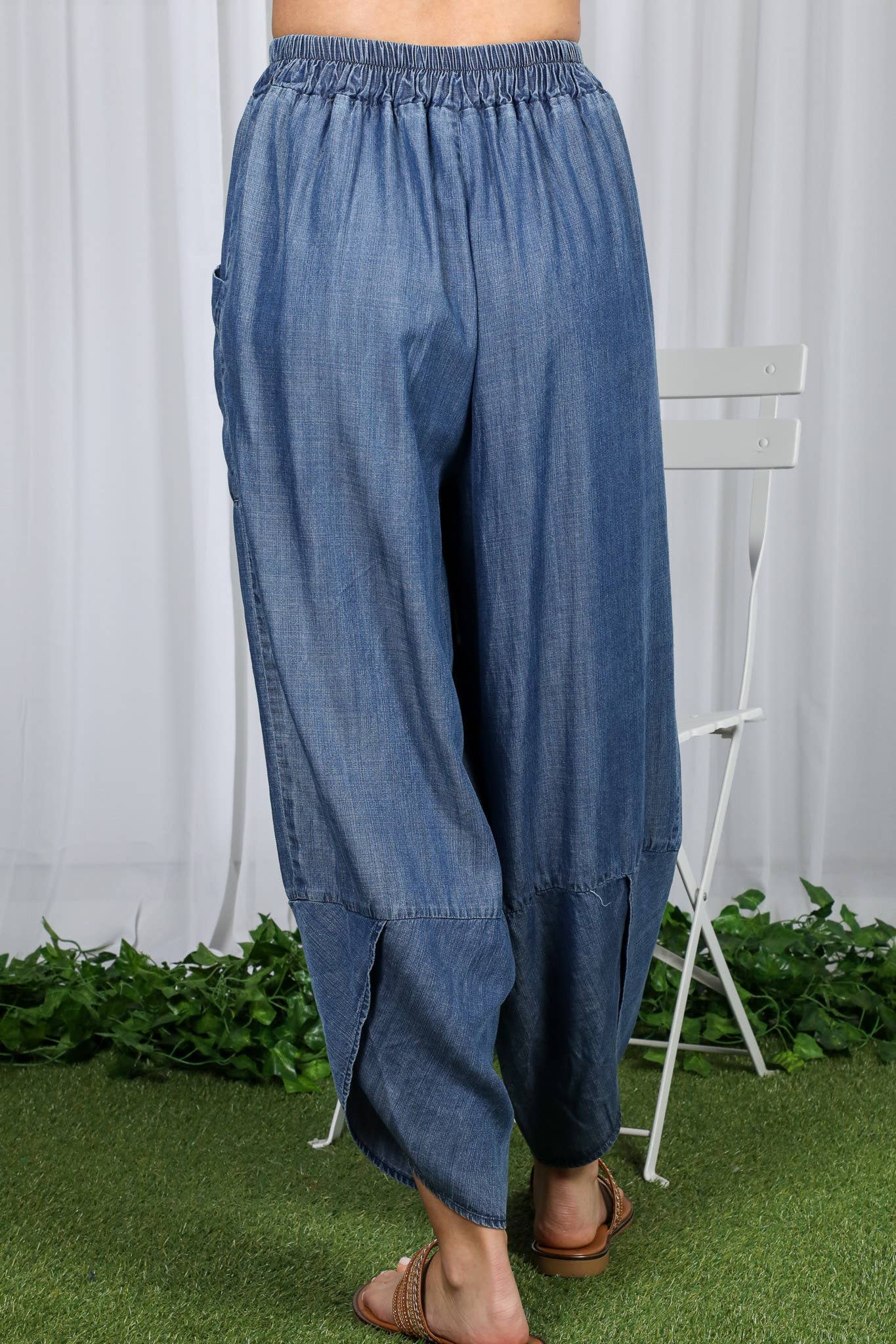 Casual Chambray 100% Tencel Barrel Denim Pants VP82933A