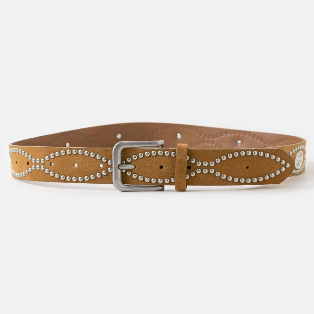 Western Studded Pattern Vegan Leather Belt