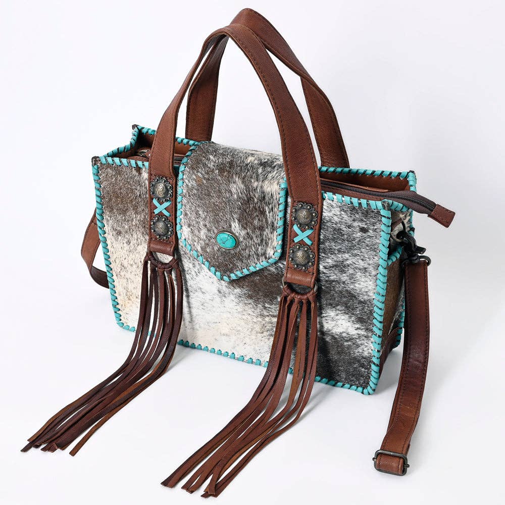 ADBG1166 American Darling Hair-On Cowhide Fringe Tote -Western Handbag