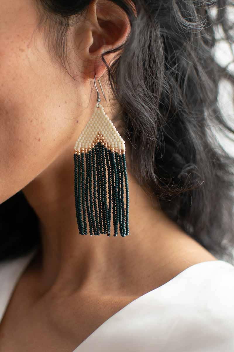 Beaded Fringe Earrings in Adorno