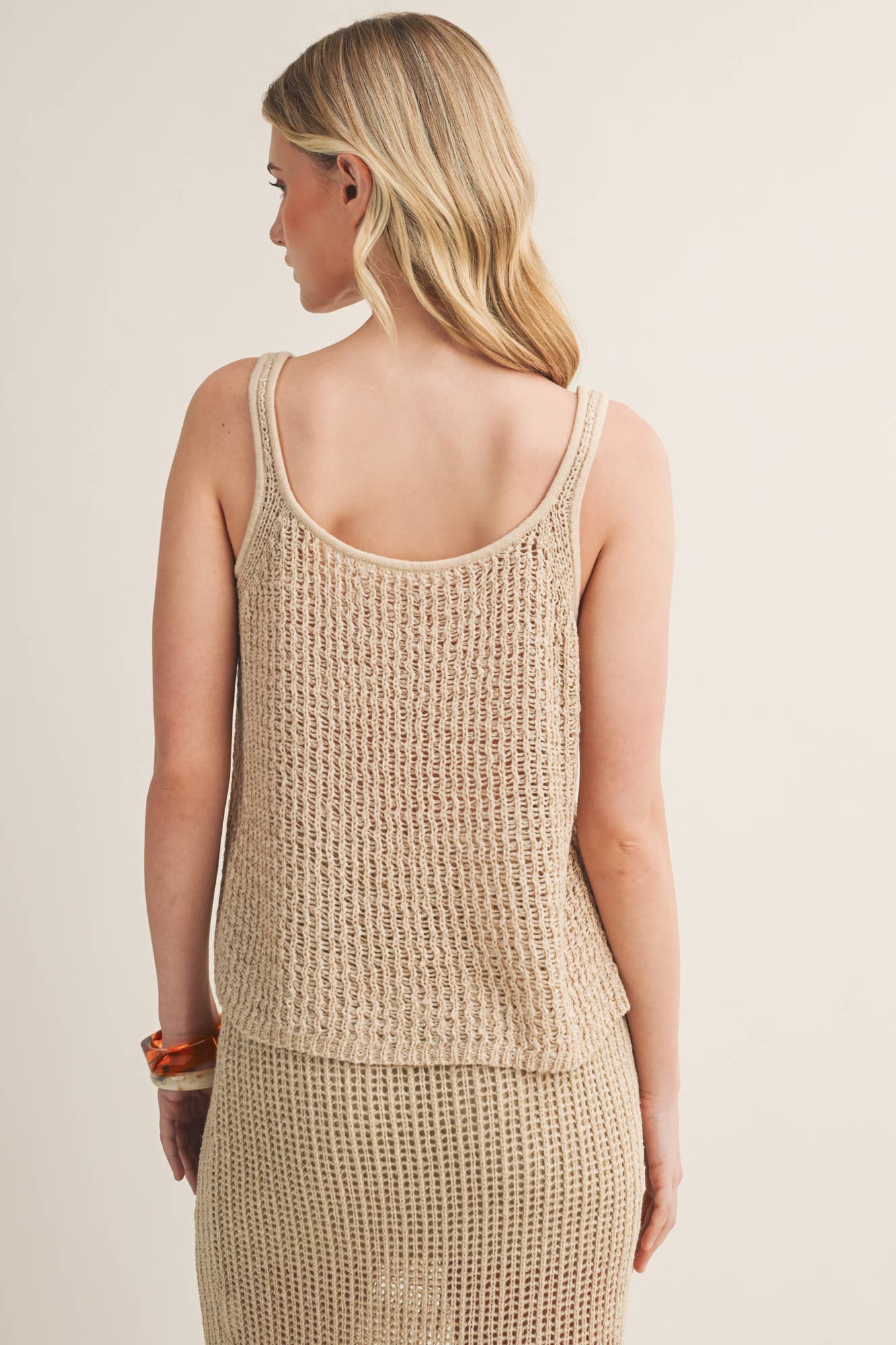 Crochet-Style Two-Piece Set - Wheat