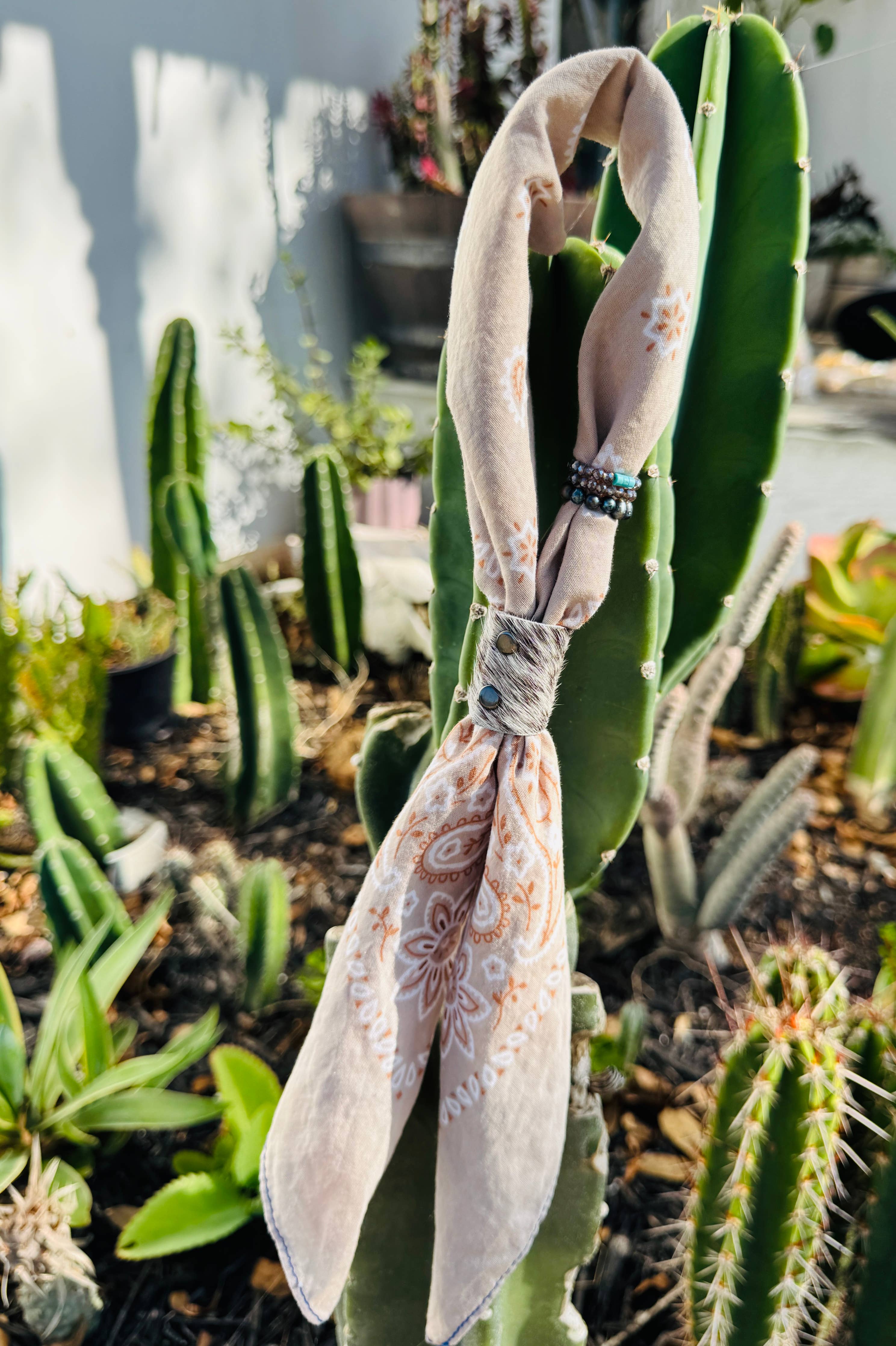 Cowhide Bandana Slides
