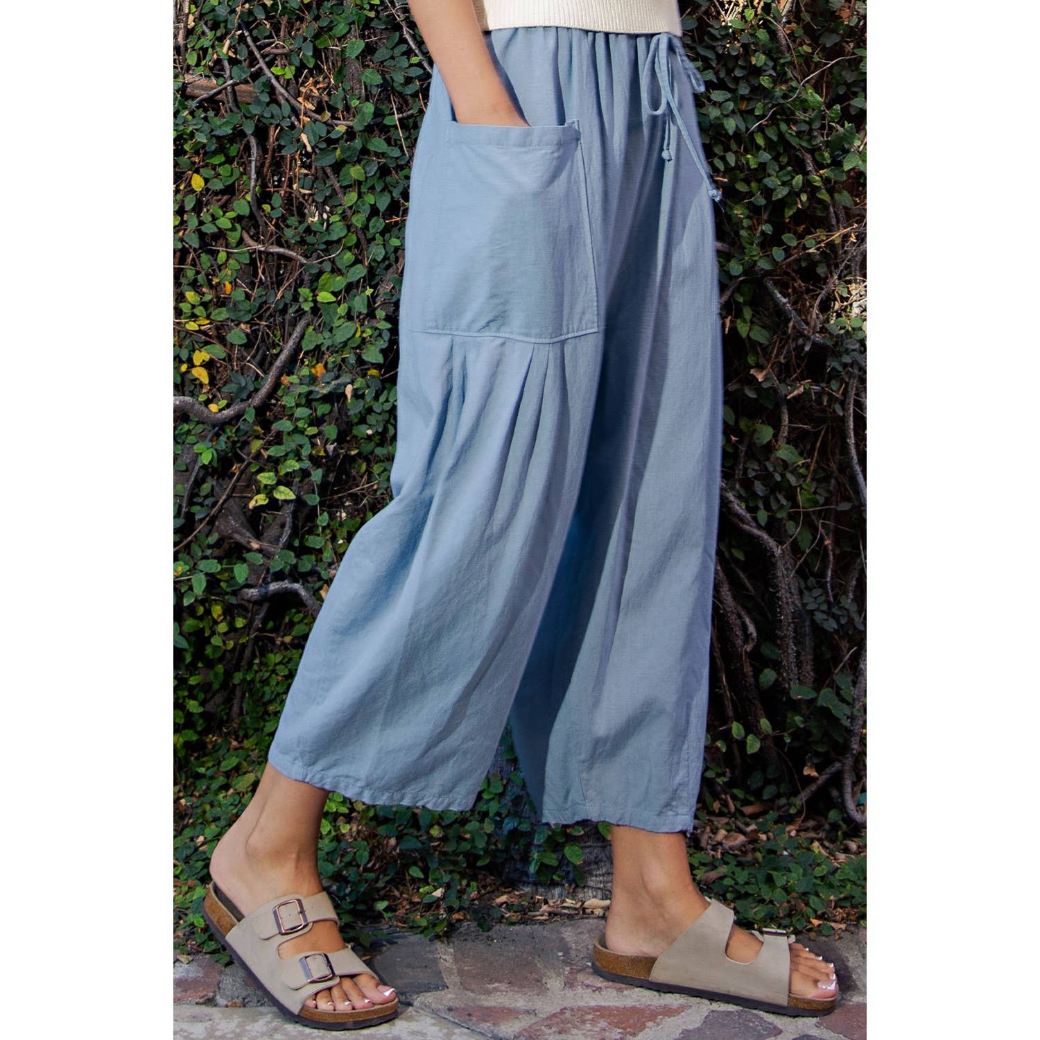 WIDE LEG PANTS: Spring Blue