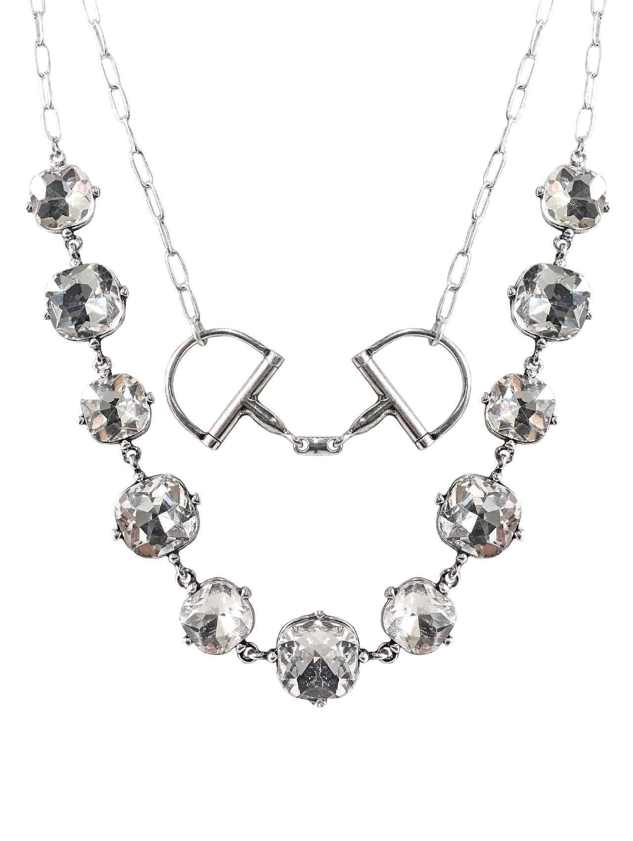 1888 SILVER 2 LAYERED SNAFFLE BIT 18" NECKLACE