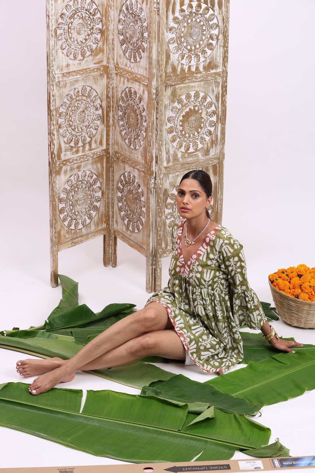 Block Printed Bell Sleeve Dress (Nishu)