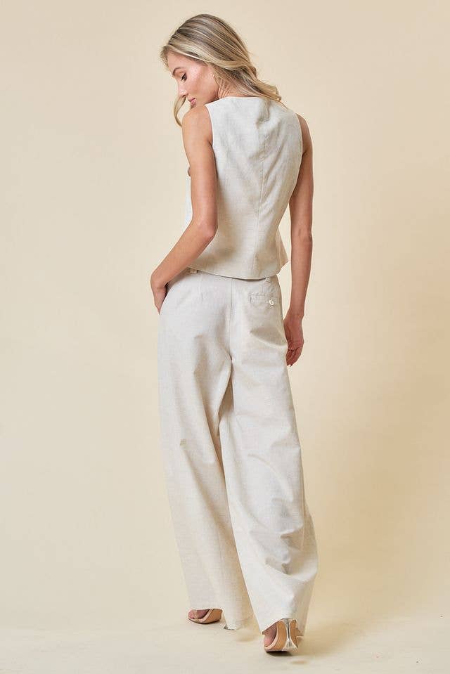 SIJ5301A LINEN BLEND V-NECK VEST