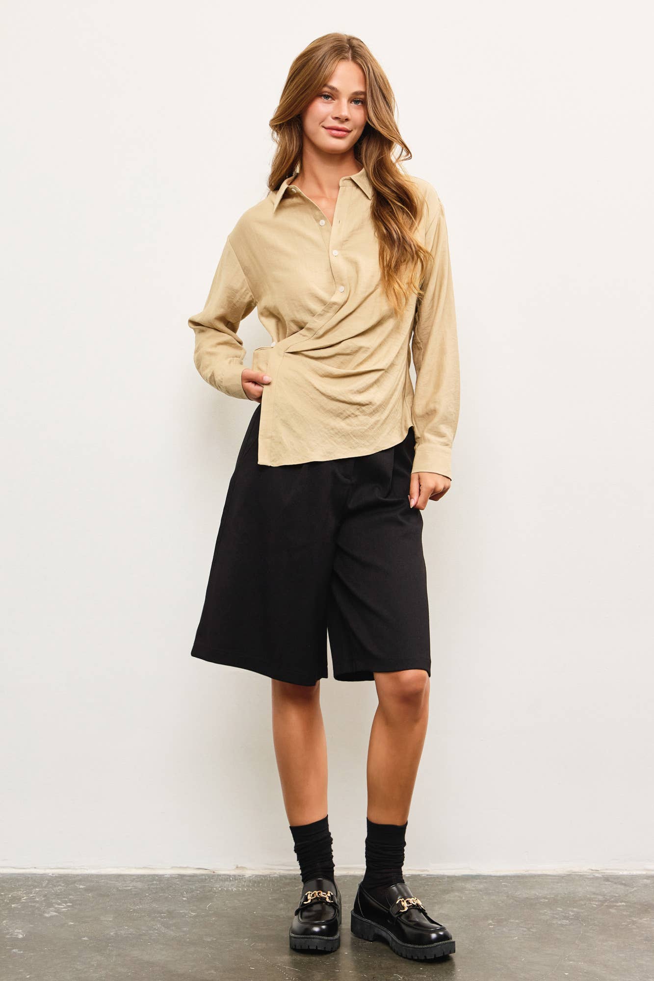 WRAP FRONT BUTTON DOWN SHIRT