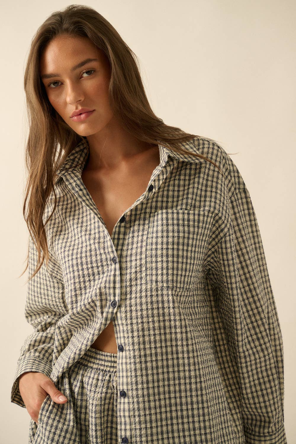Plaid Textured Seersucker Set