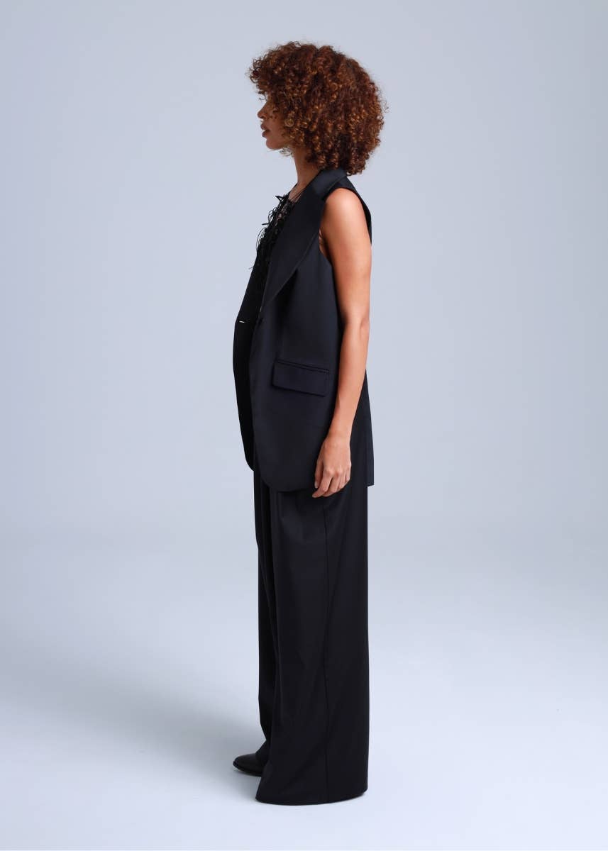 Liza Suit Wide-leg Black Virgin Wool Pants