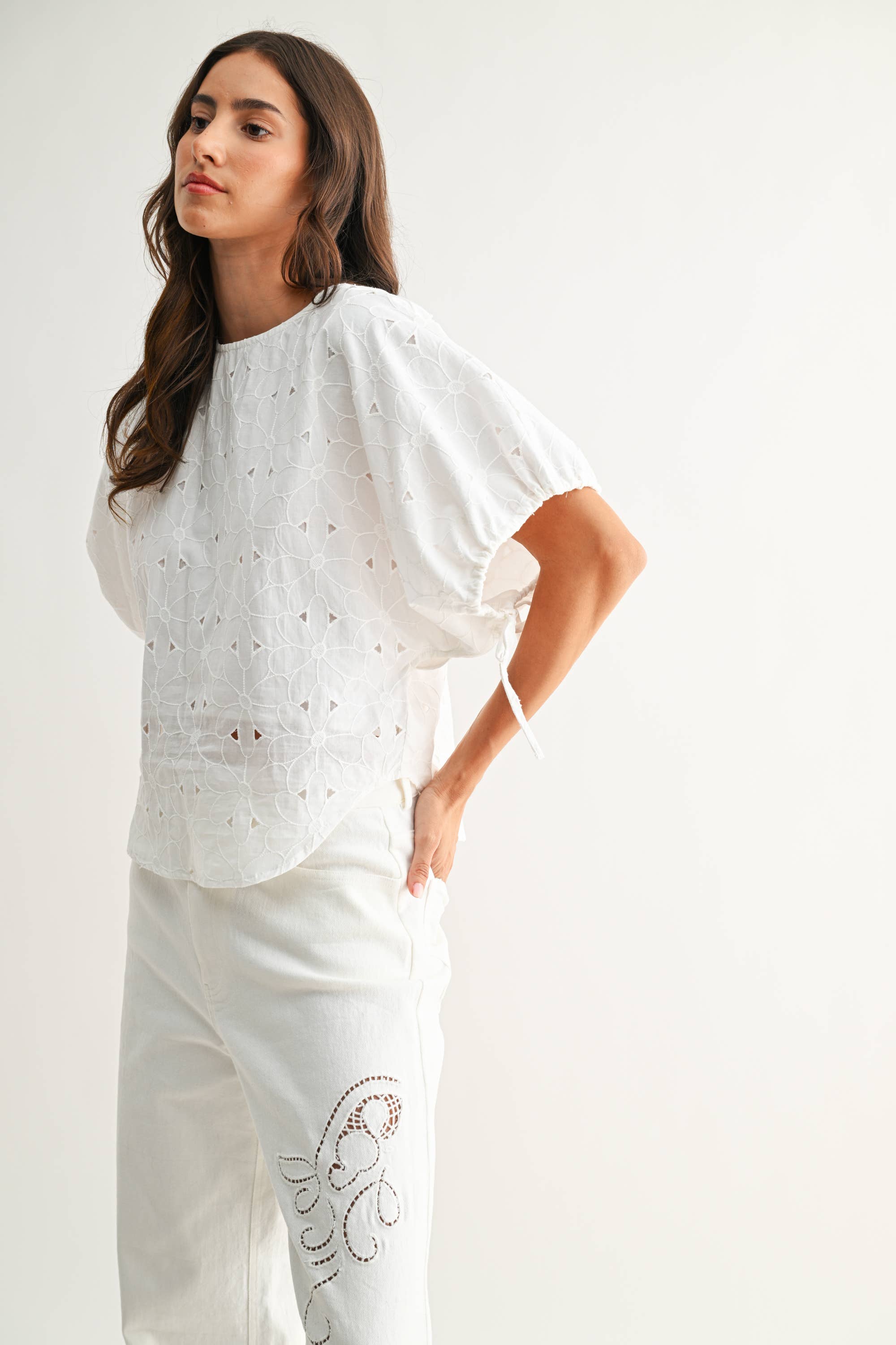 CJT26751 Embroidered White Cotton Blouse