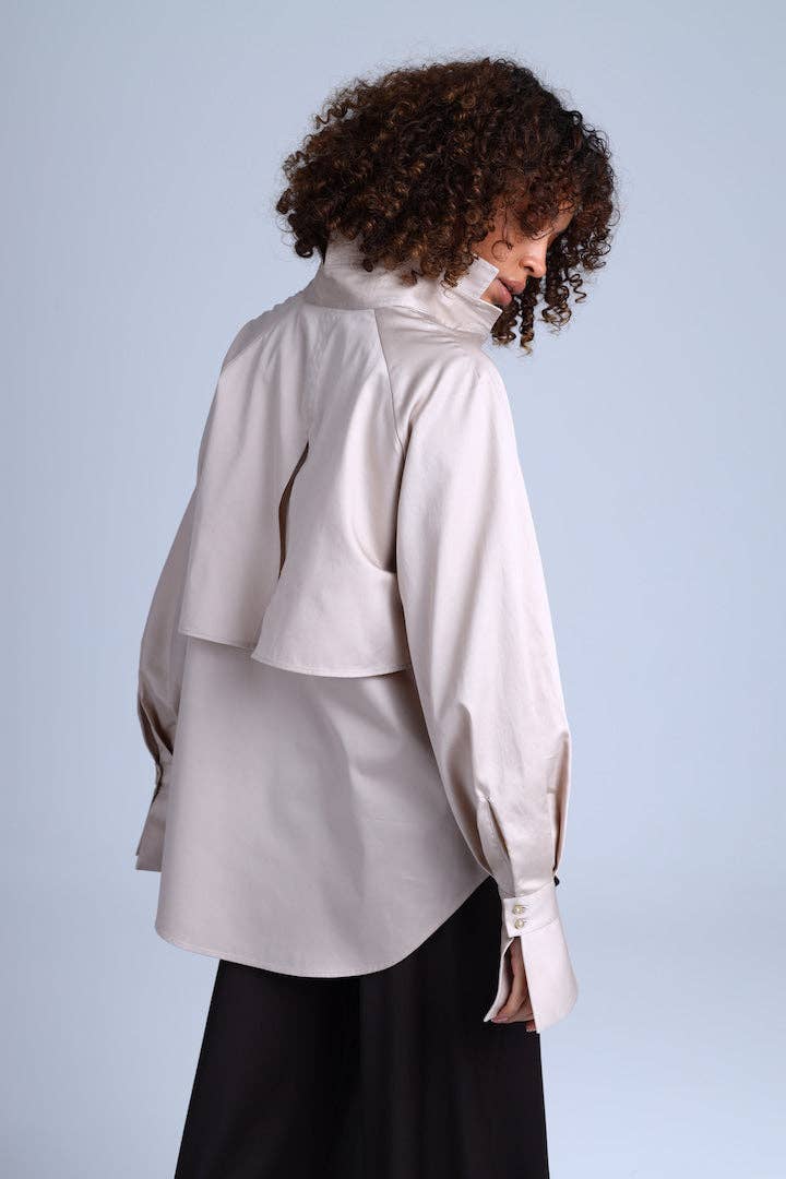 Diva Business Style Beige Organic Cotton Shirt