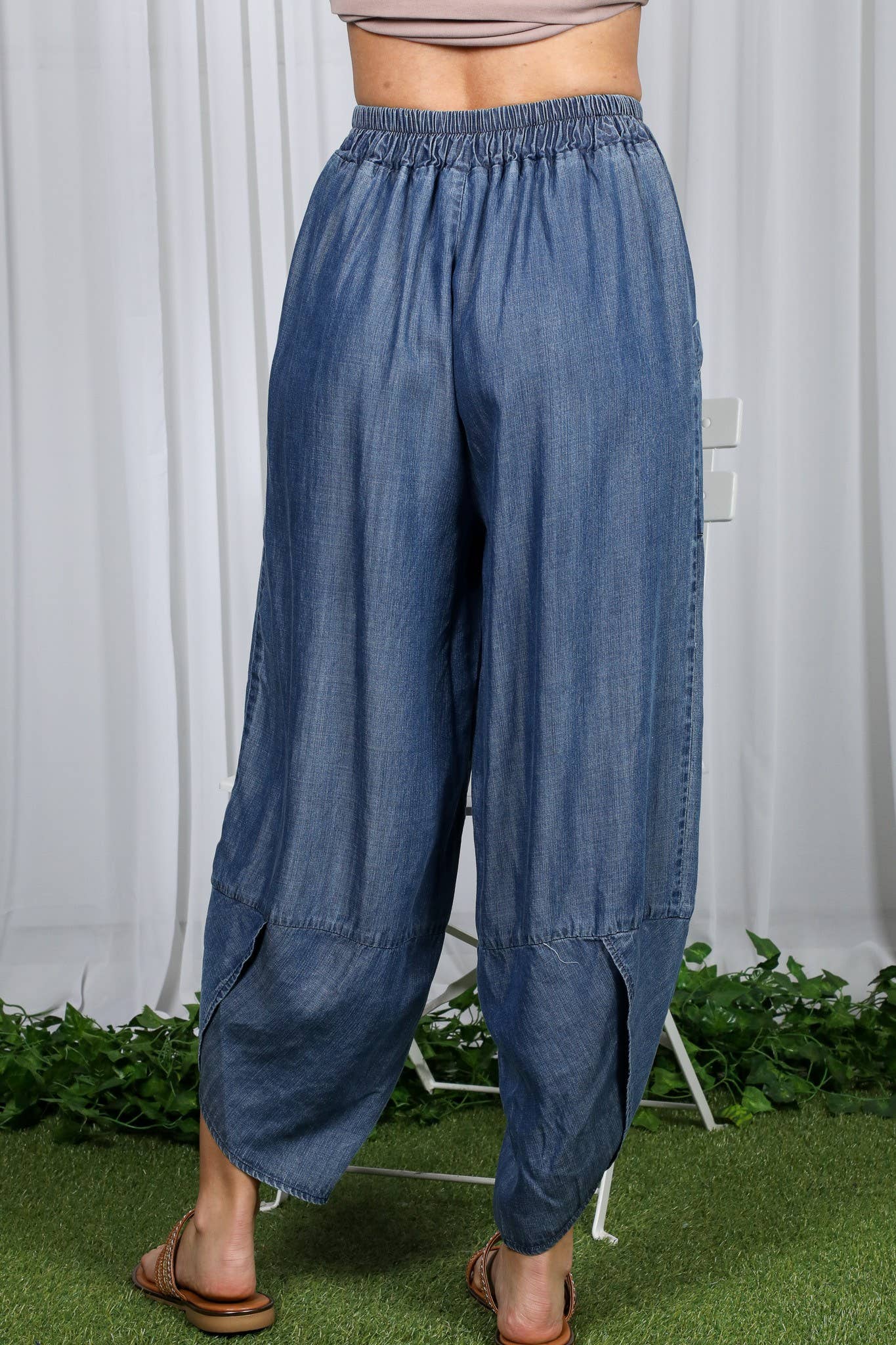 Casual Chambray 100% Tencel Barrel Denim Pants VP82933A