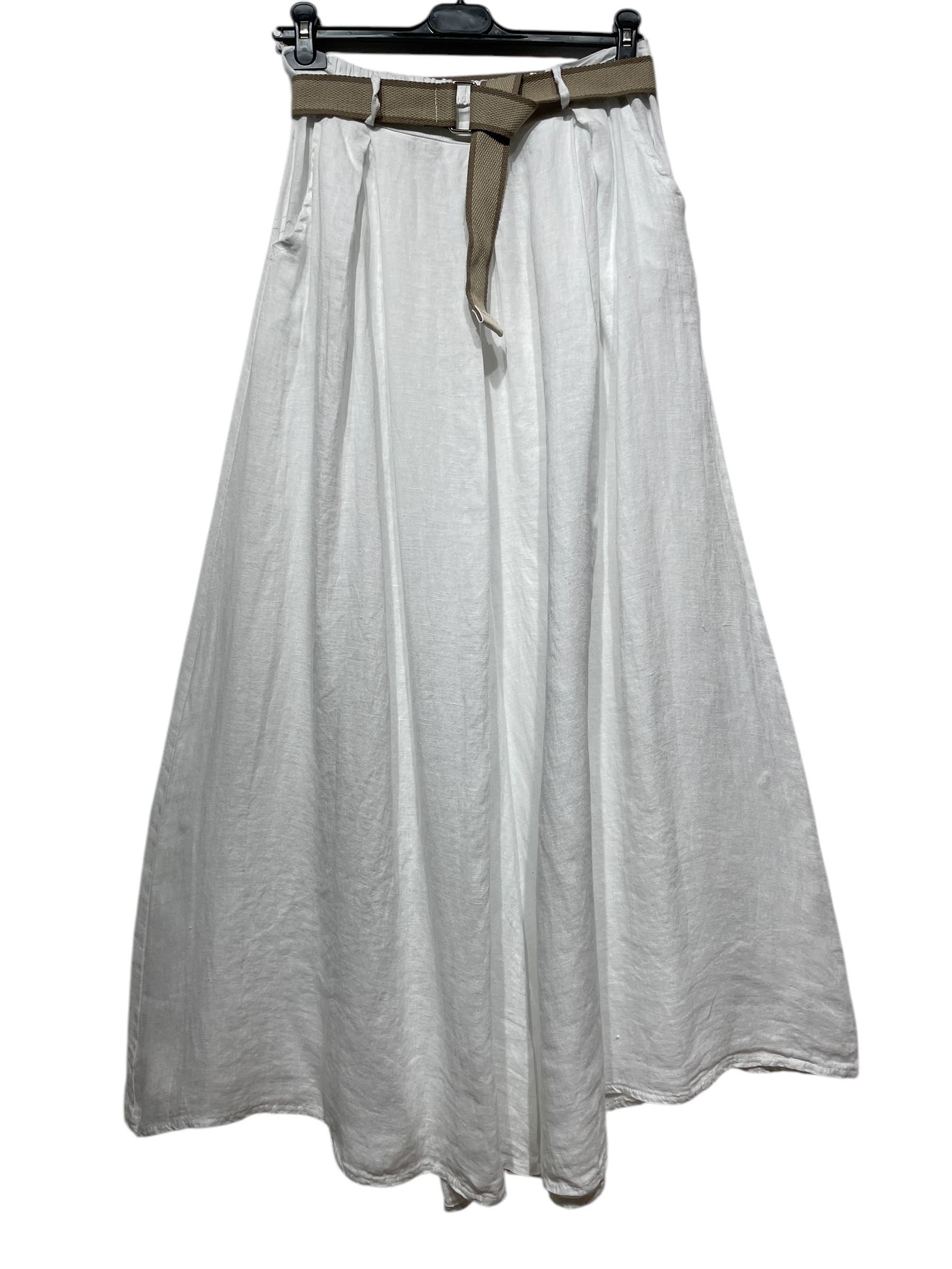 22503 100% LINEN TROUSERS WITH BELT AND POCKETS