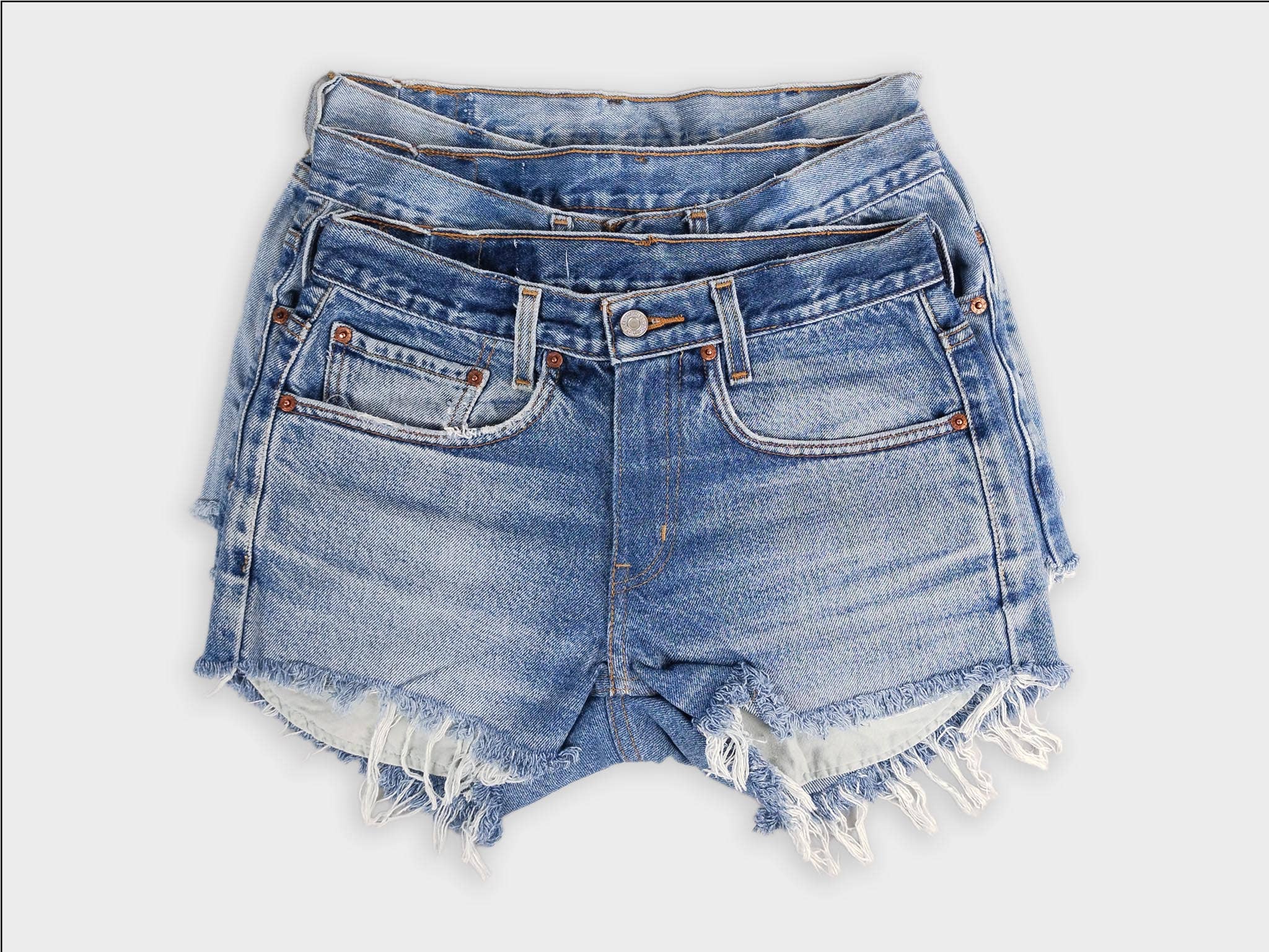 Low-Rise Upcycled Denim Shorts - Original