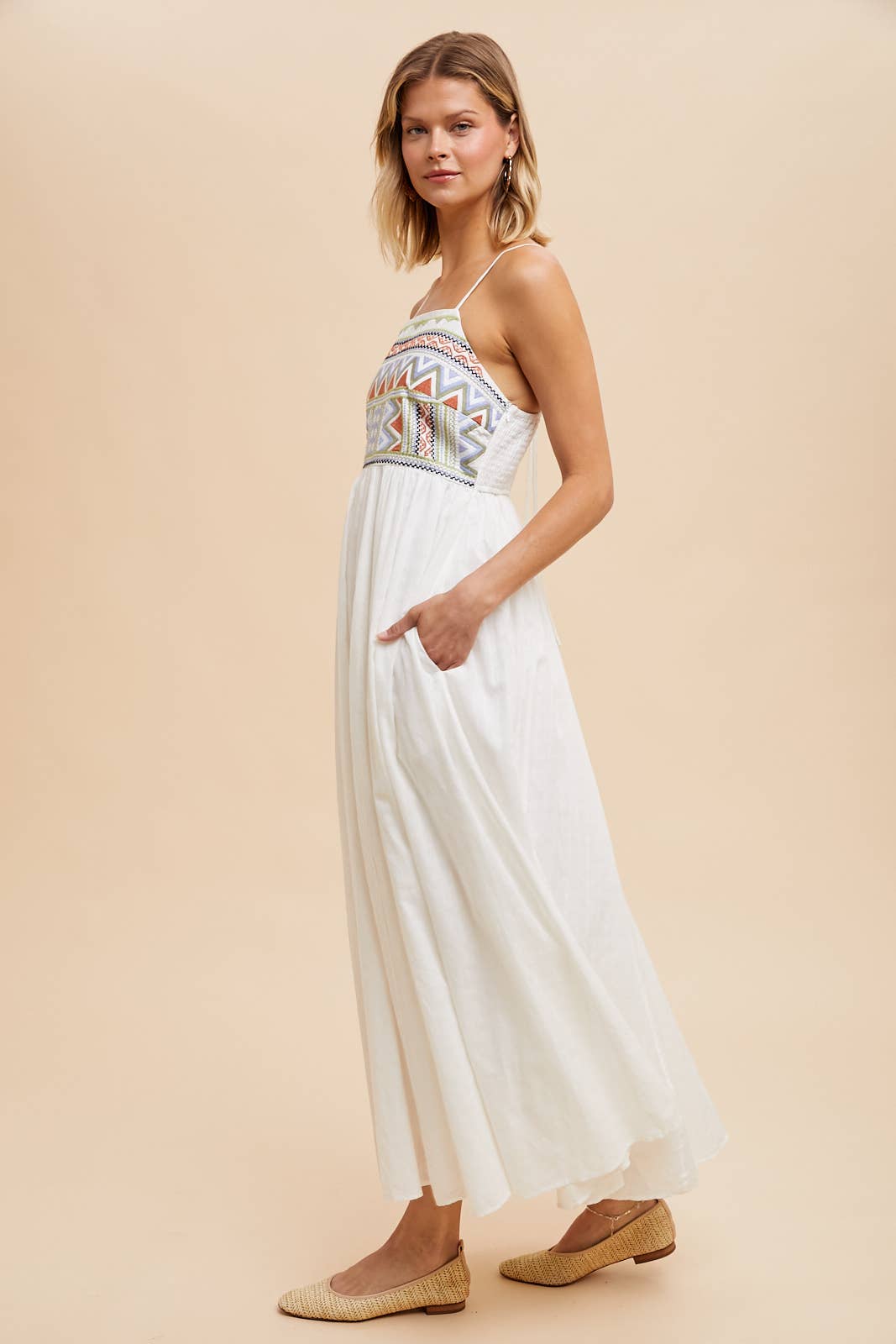EMBROIDERED COTTON MAXI DRESS